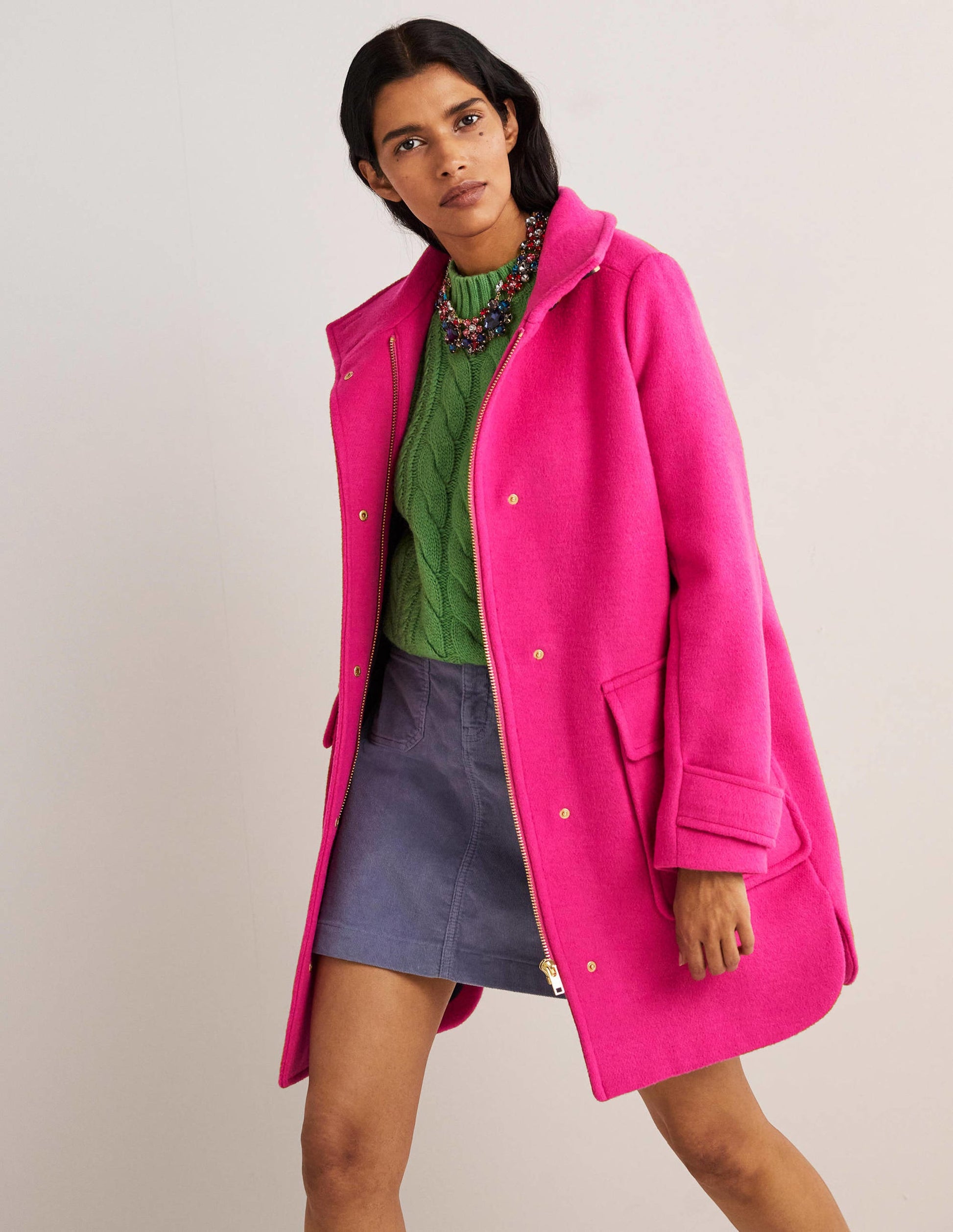 Brushed Wool Coat-Wild Watermelon Pink-1