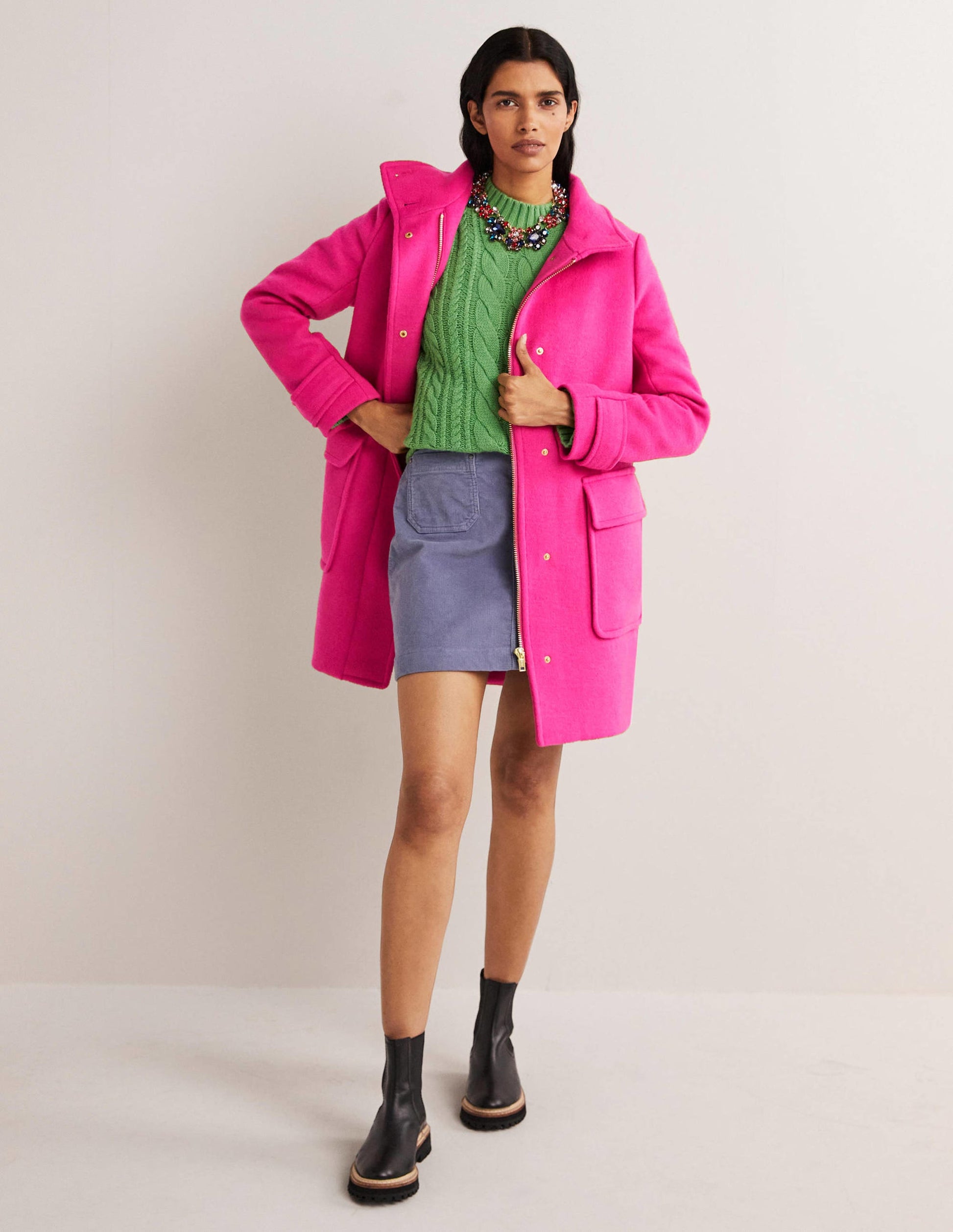 Brushed Wool Coat-Wild Watermelon Pink-4