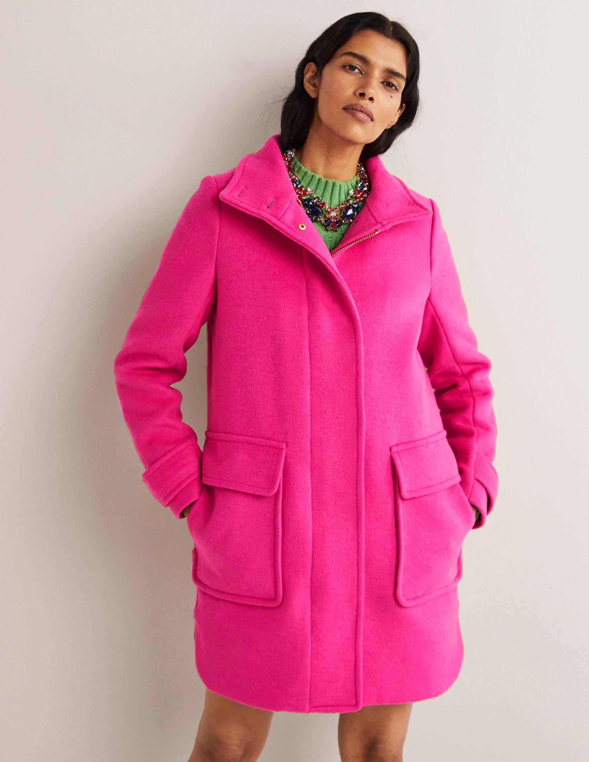 Brushed Wool Coat-Wild Watermelon Pink-5