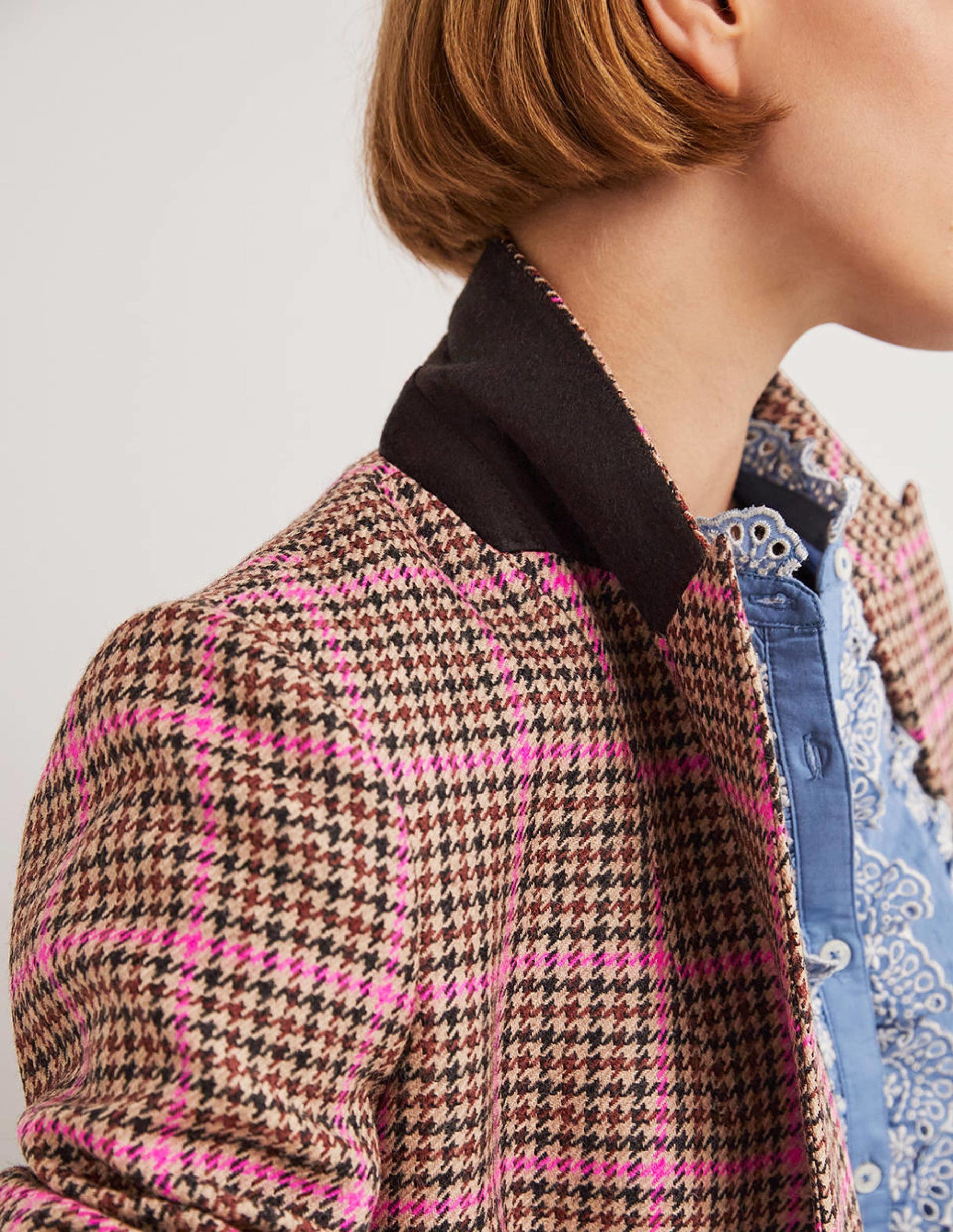 70s Tailored Blazer-Brown and Pink Check-2