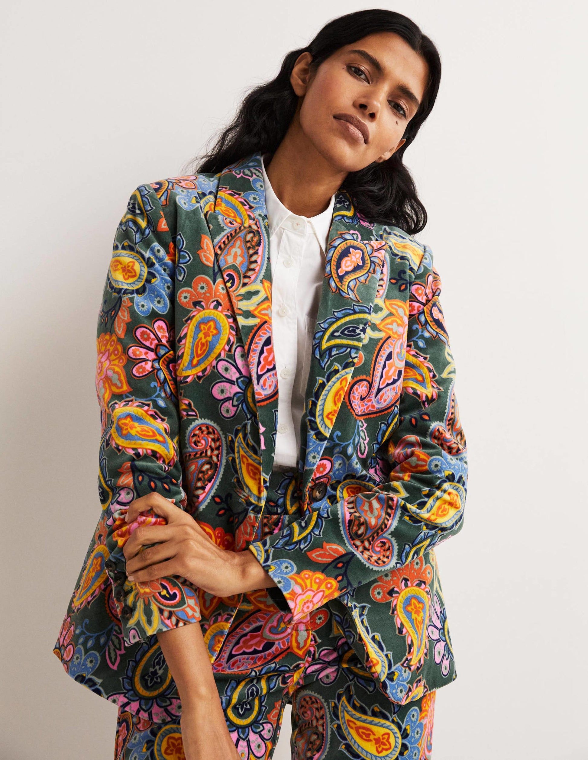 70s Tailored Blazer-Trekking Green, Paisley Charm-1