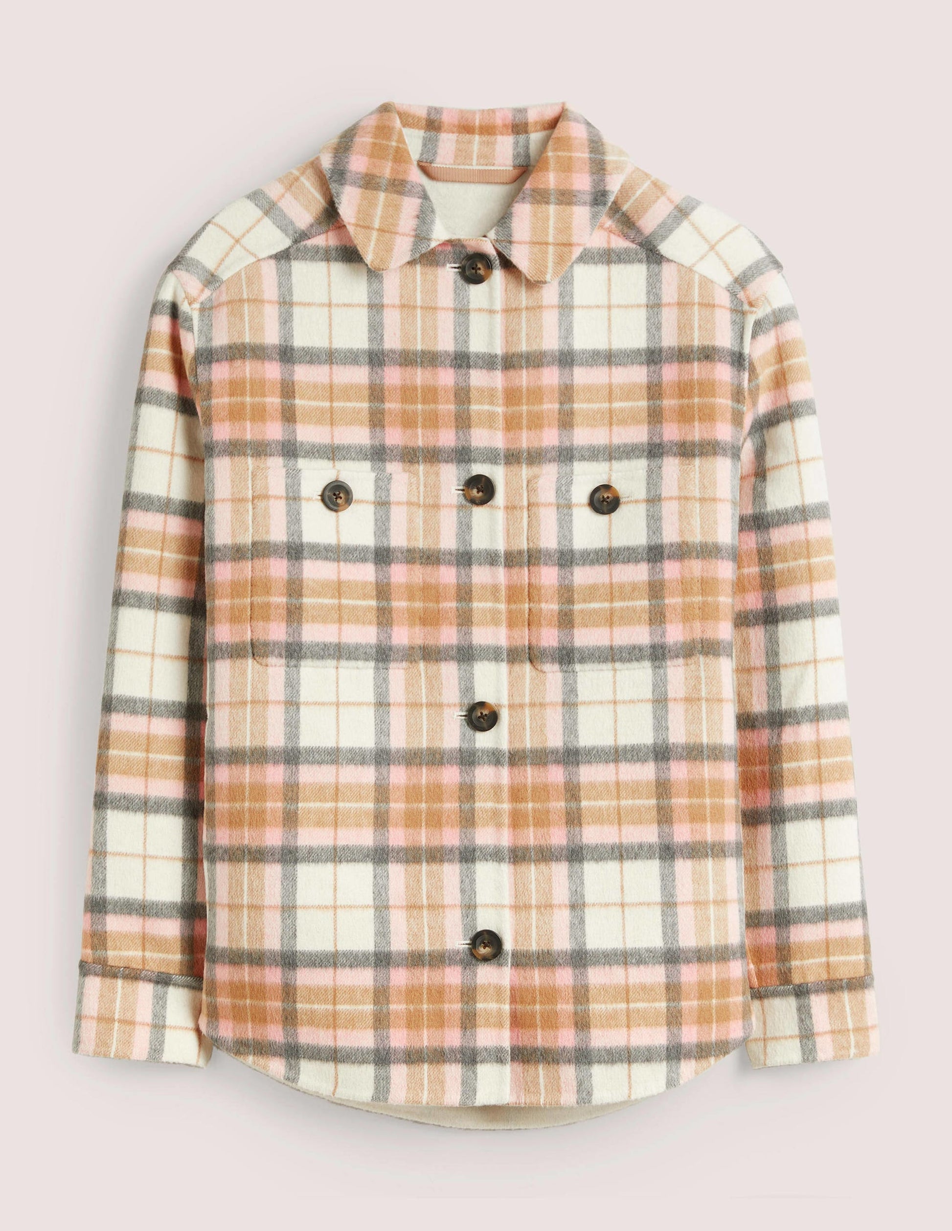 Relaxed Wool Overshirt-Oatmeal Melange and Pink Check-6