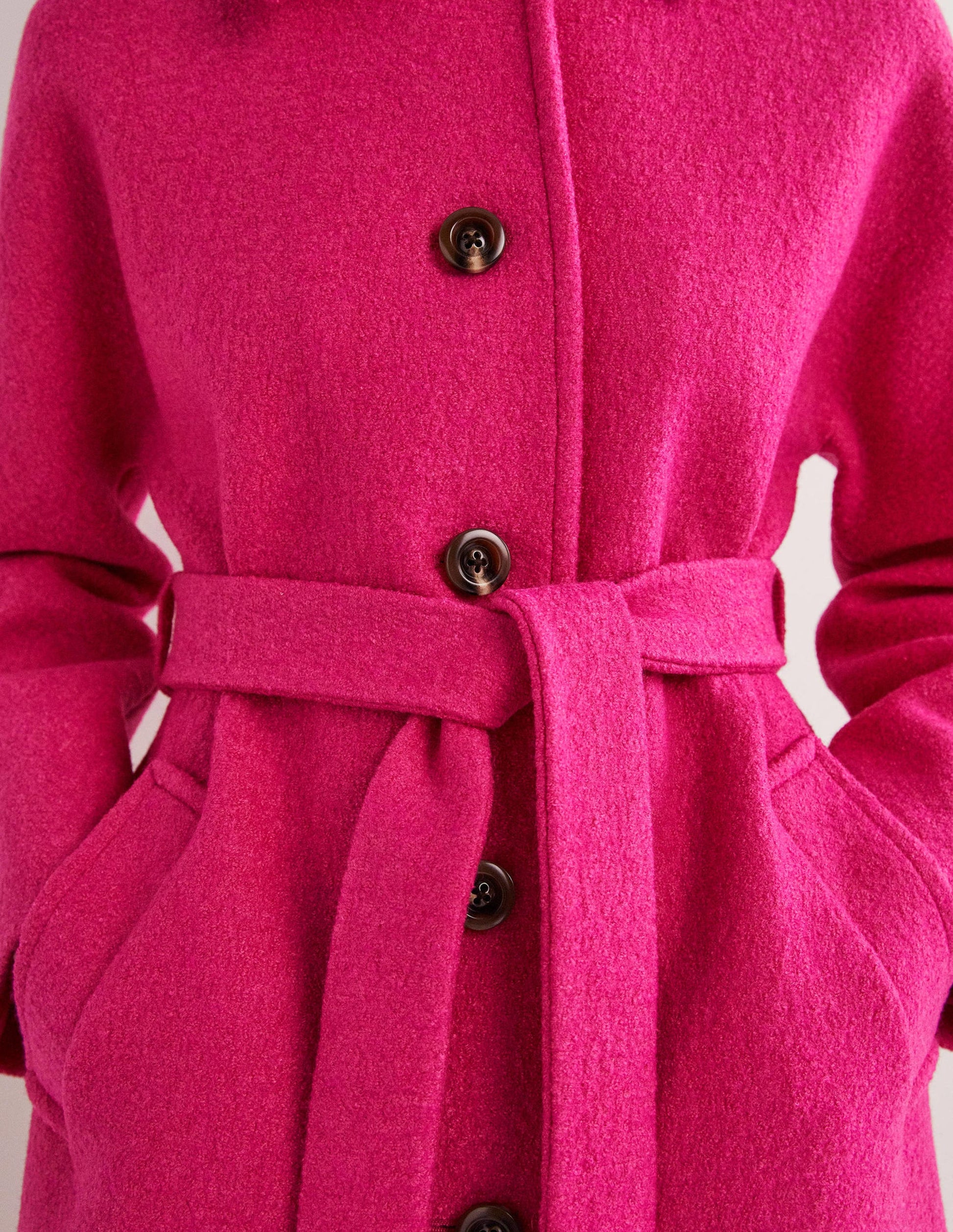 Belted Textured Wool Maxi Coat-Pink-2