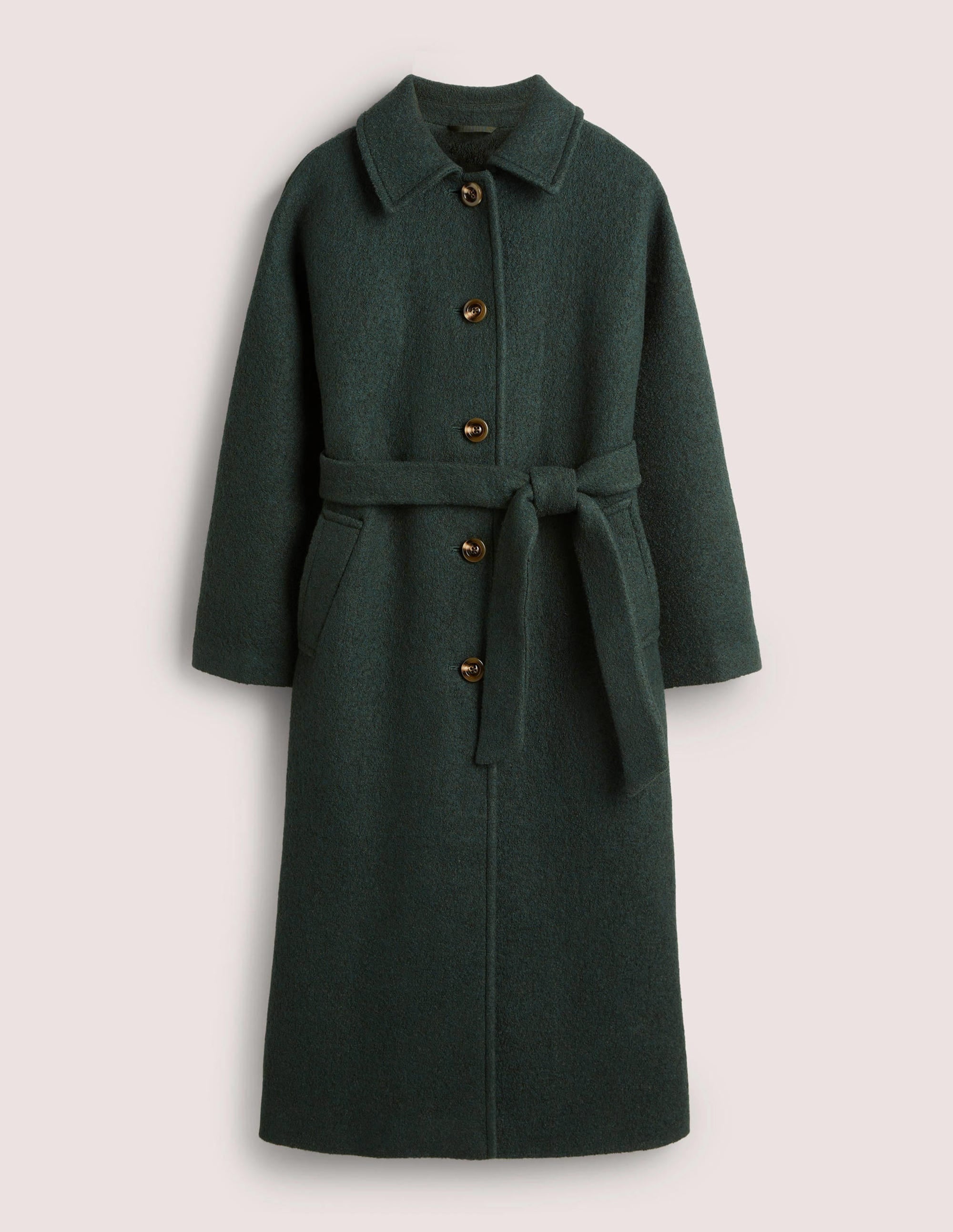 Belted Textured Wool Maxi Coat-Albete - Image 5