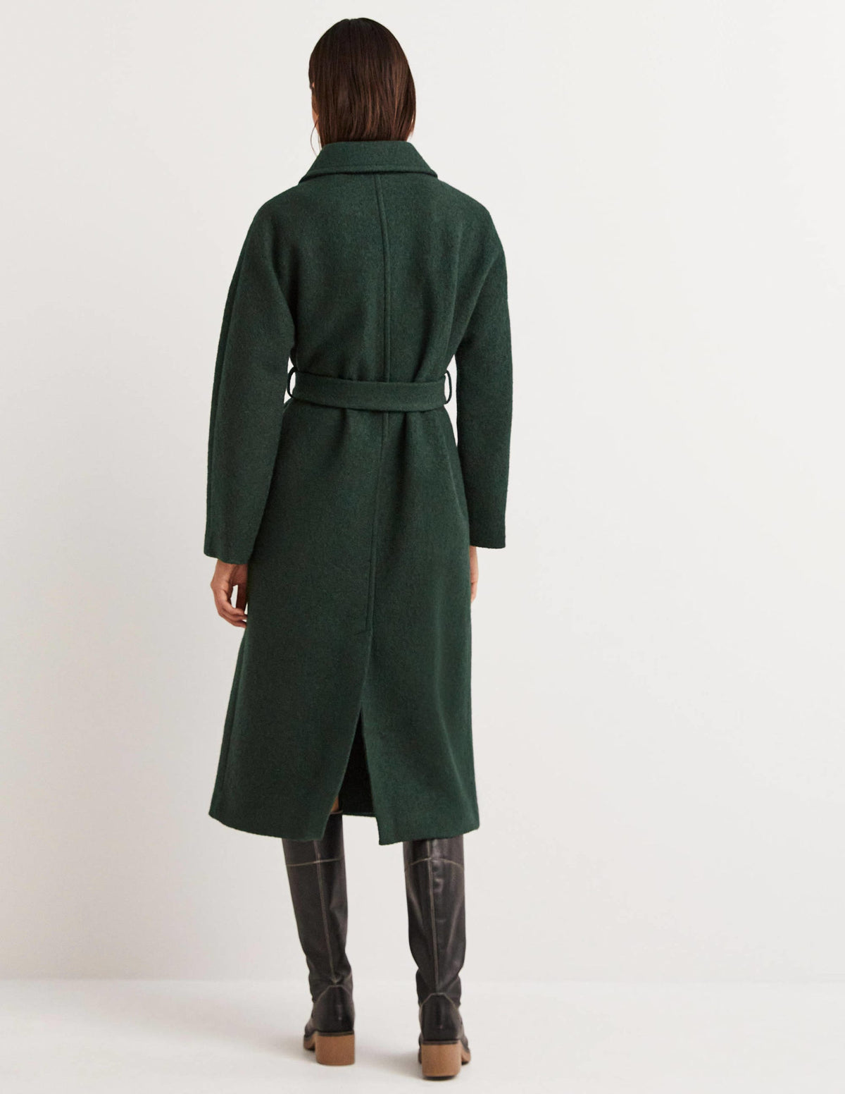 Belted Textured Wool Maxi Coat-Albete - Image 3