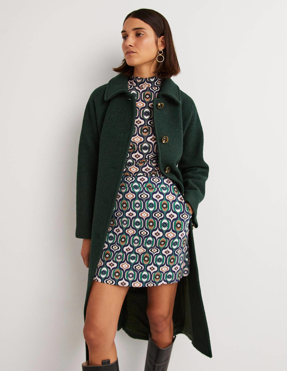 Belted Textured Wool Maxi Coat-Albete-4