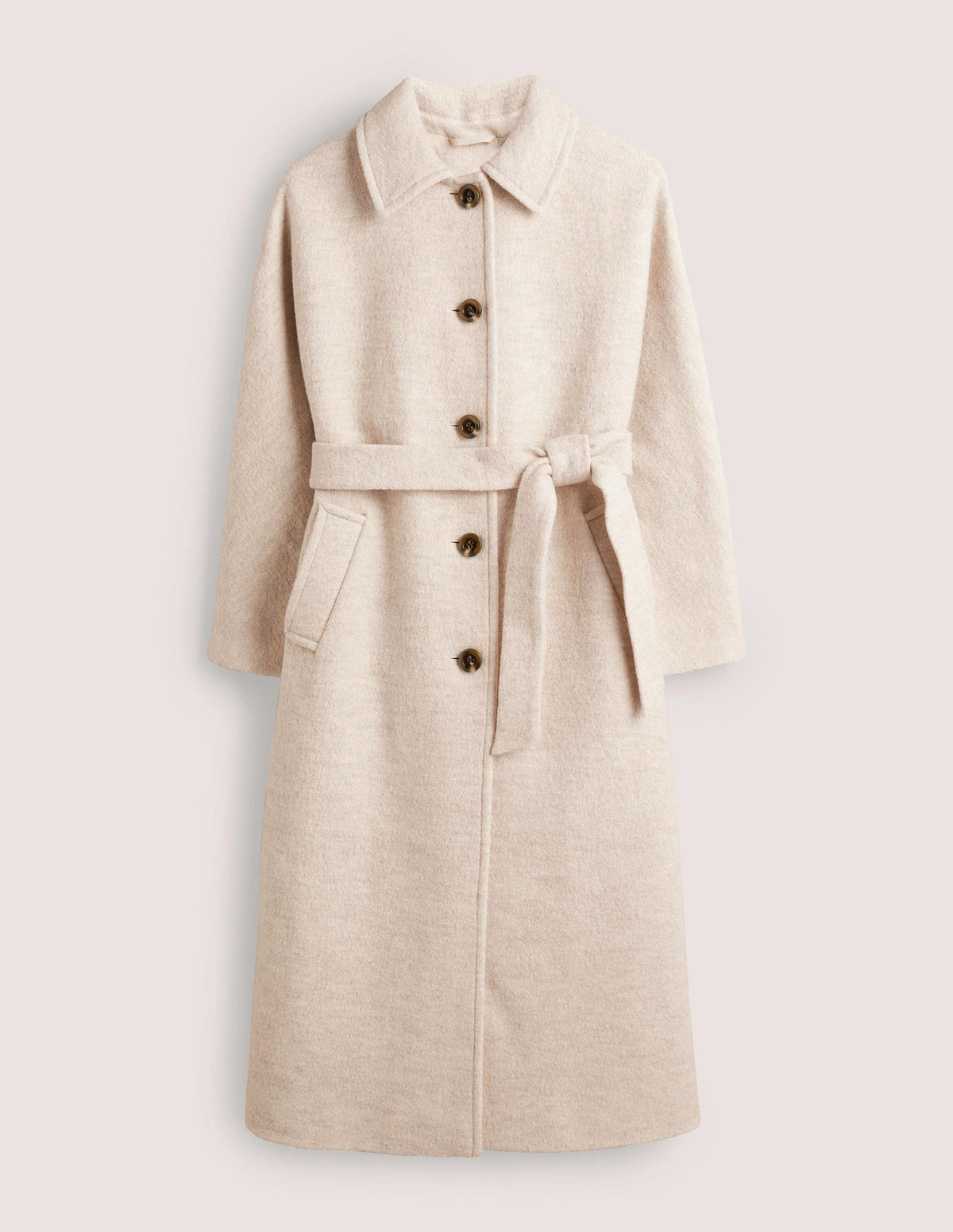 Belted Textured Wool Maxi Coat-Oat Milk-7