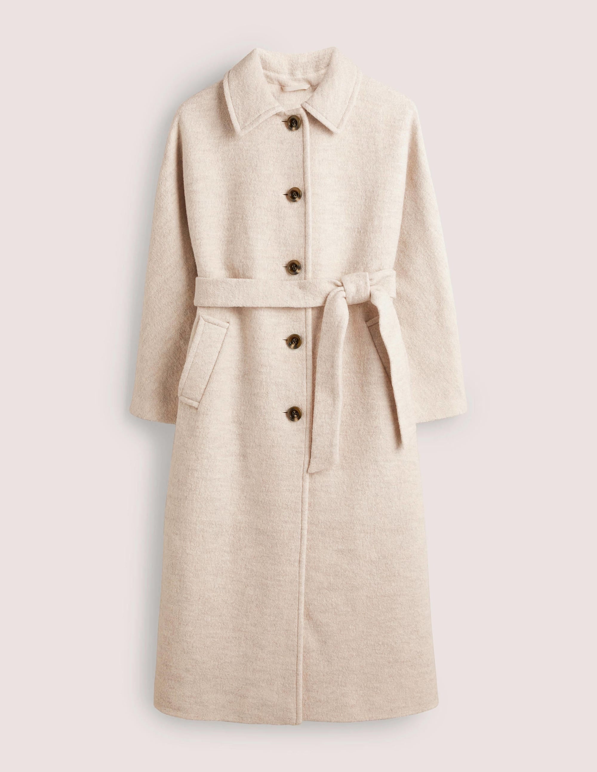 Belted Textured Wool Maxi Coat-Oat Milk - Image 7