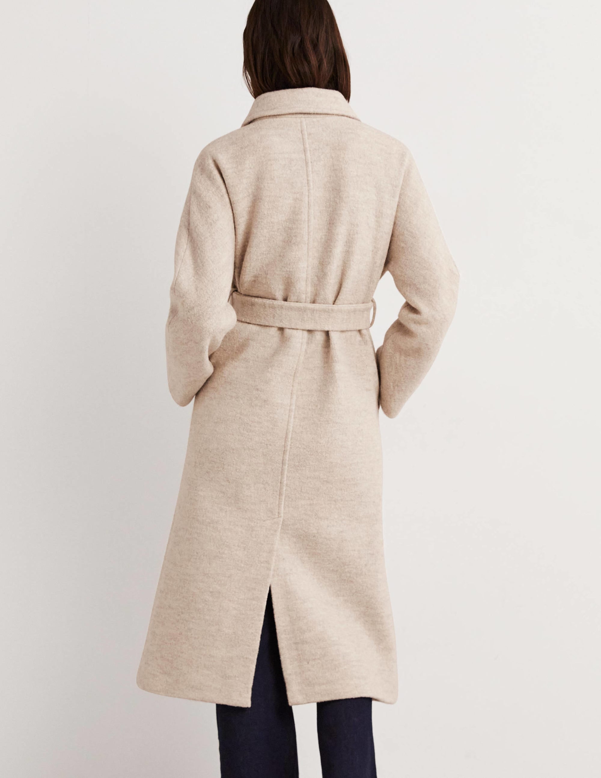 Belted Textured Wool Maxi Coat-Oat Milk - Image 3