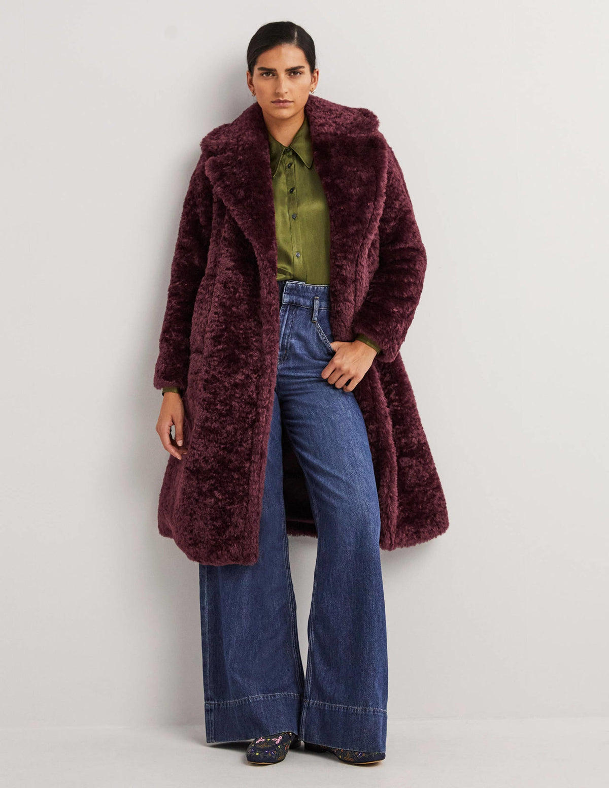 Longline Teddy Coat-Fig - Image 1