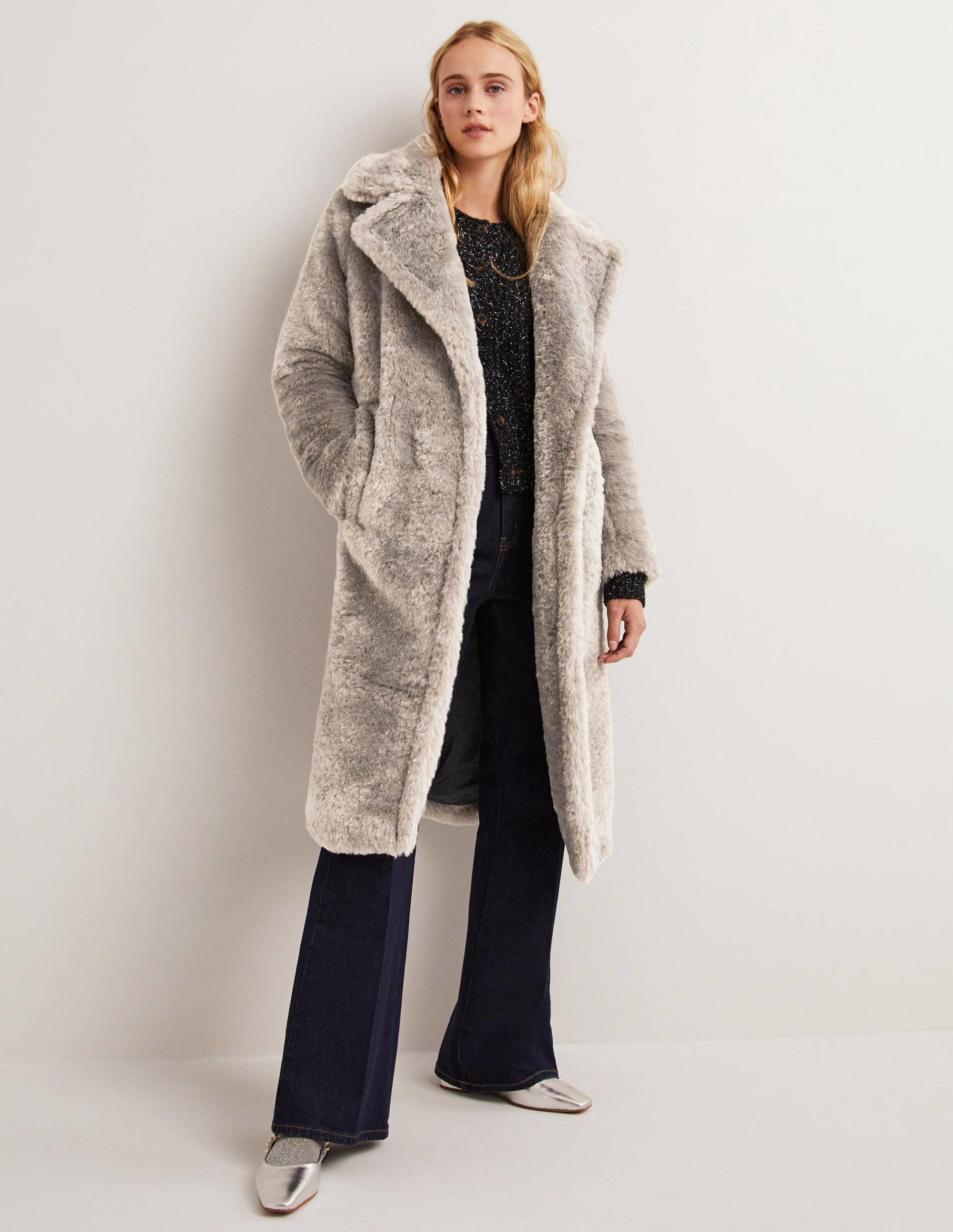 Longline Teddy Coat-Charcoal - Image 1