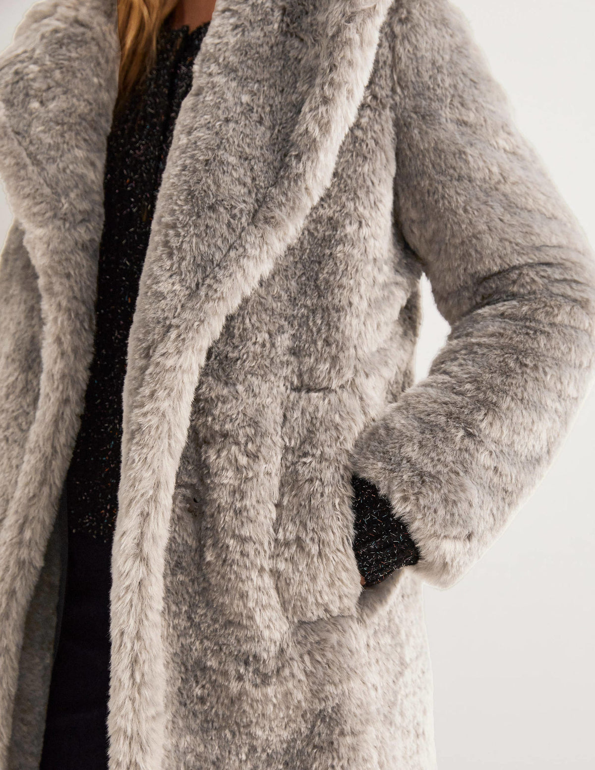 Longline Teddy Coat-Charcoal - Image 2