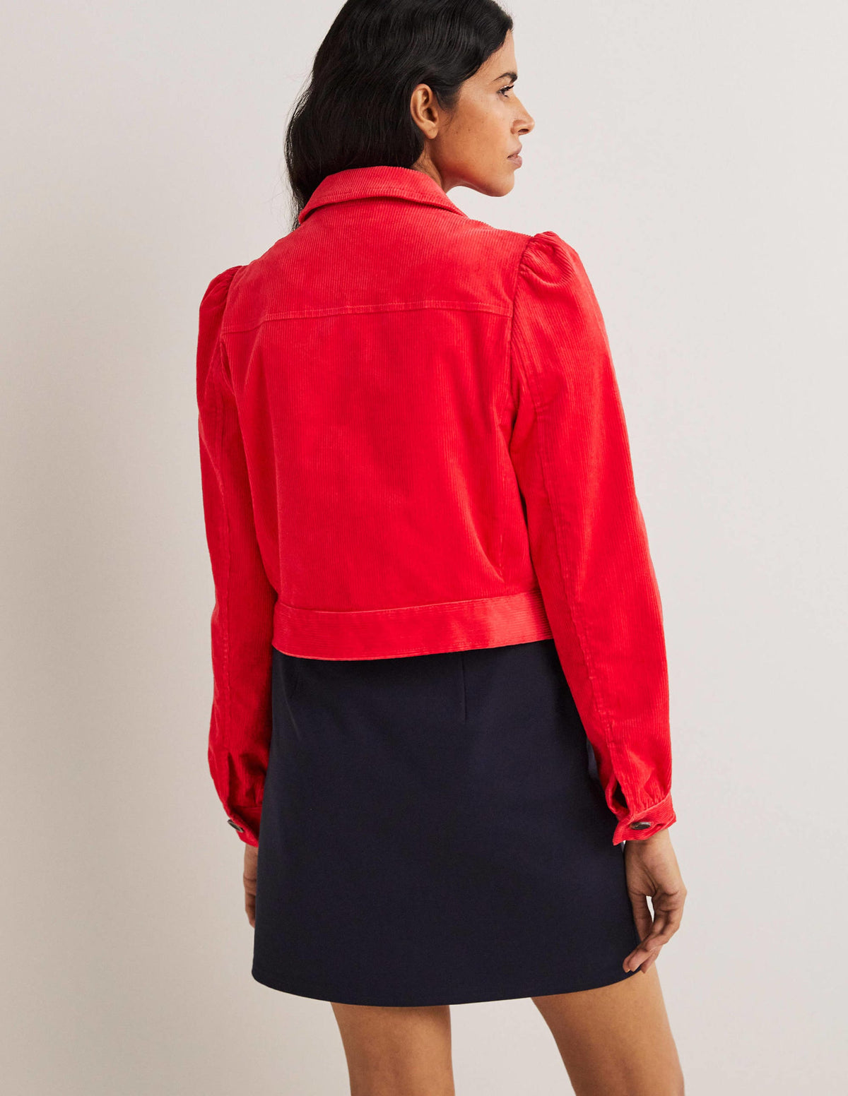 Cropped Cord Jacket-Strawberry Tart Red - Image 3