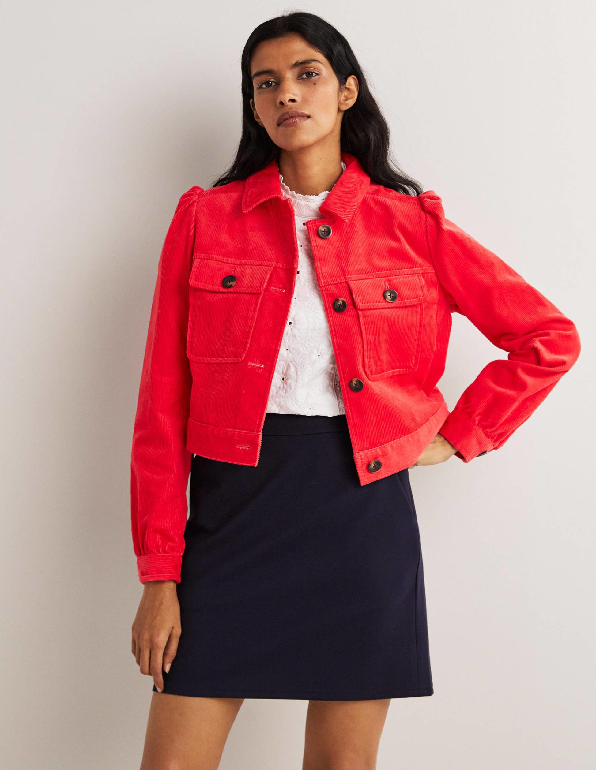 Cropped Cord Jacket-Strawberry Tart Red-5