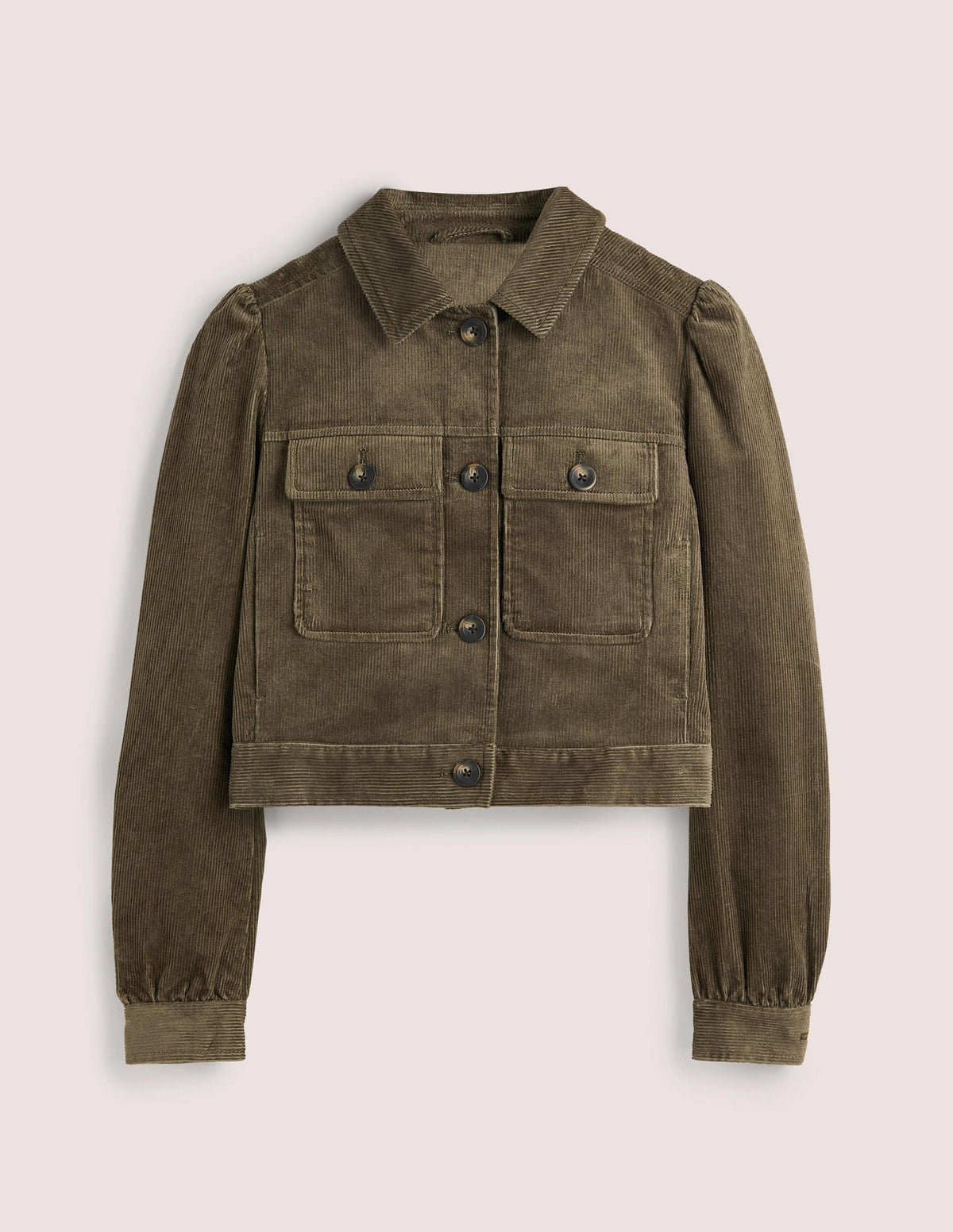 Cropped Cord Jacket-Khaki - Image 6