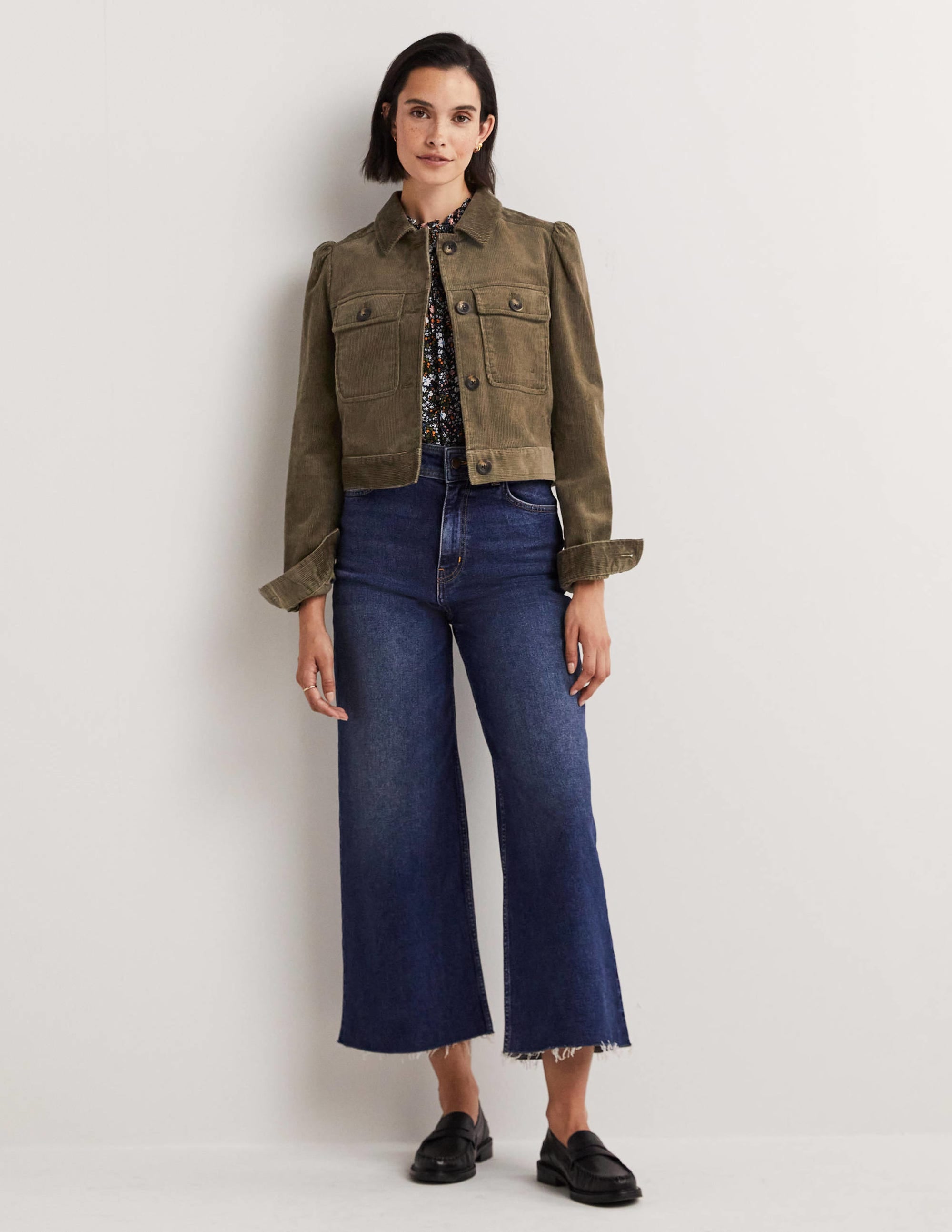 Cropped Cord Jacket-Khaki - Image 5