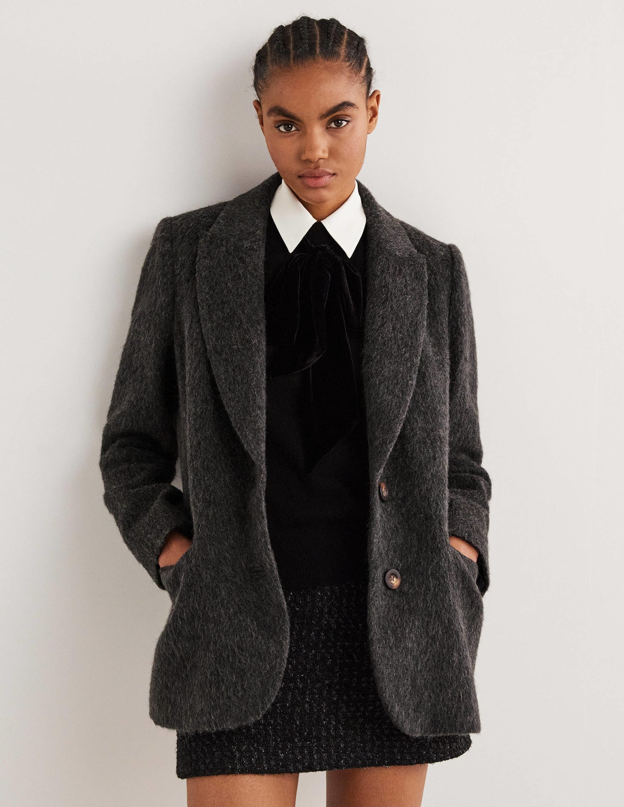 Drawn Wool Blazer-Charcoal - Image 1