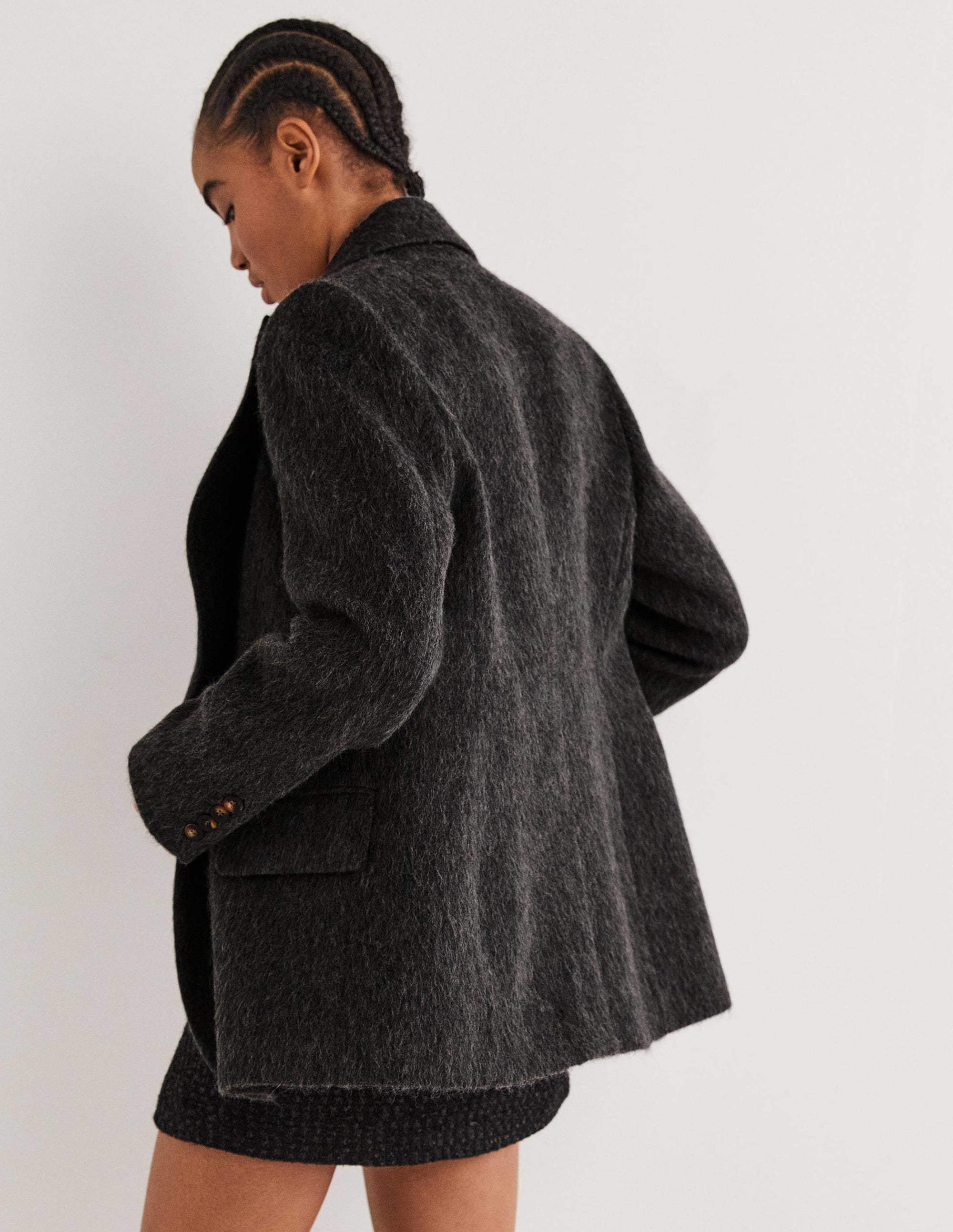 Drawn Wool Blazer-Charcoal - Image 3