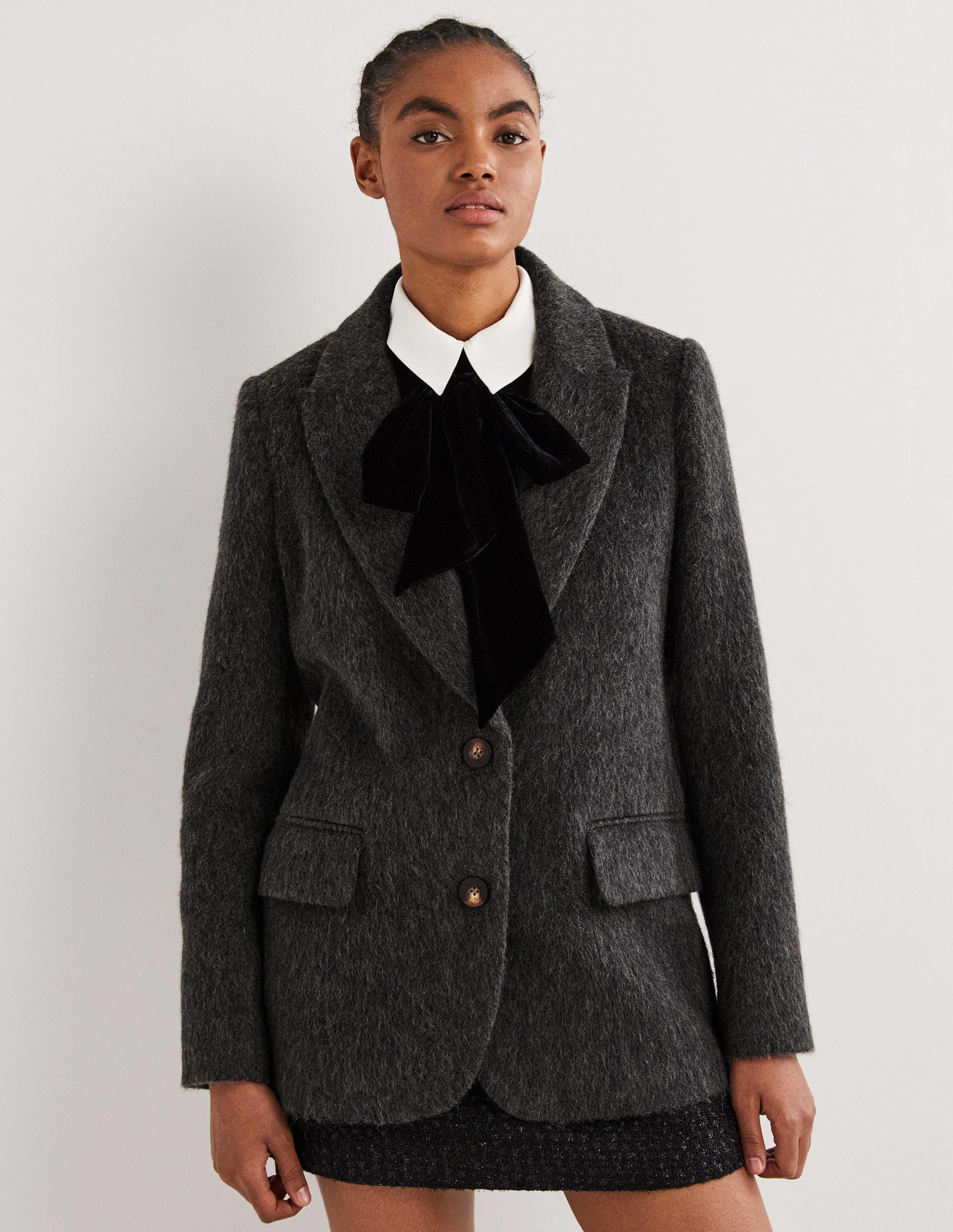 Drawn Wool Blazer-Charcoal - Image 5