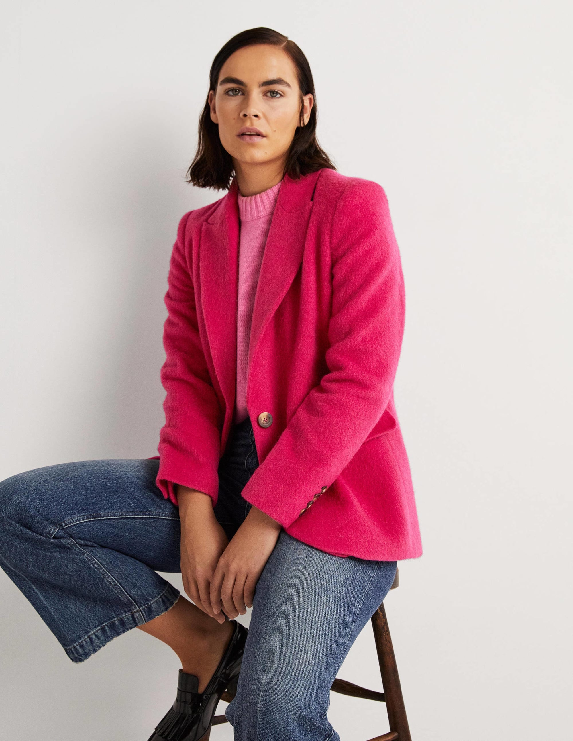 Drawn Wool Blazer-Pink - Image 4