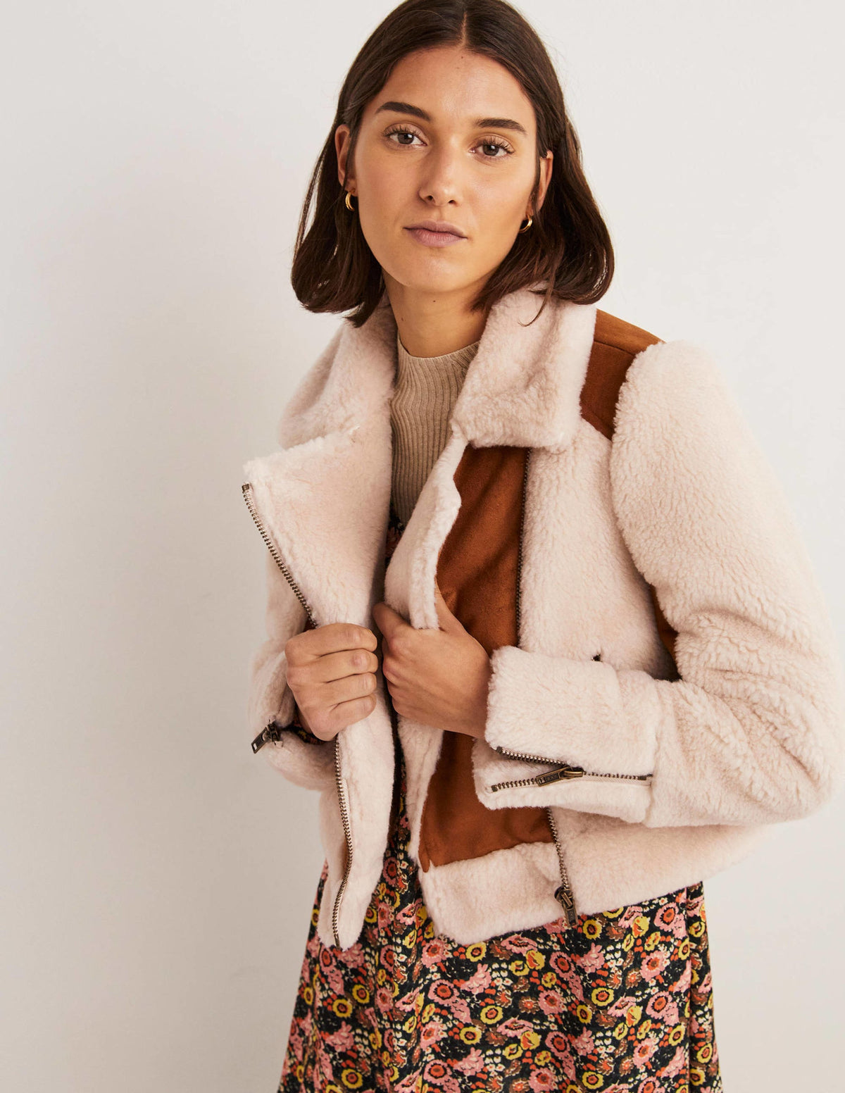 Faux Shearling Biker Jacket-Hazel Shearling-4