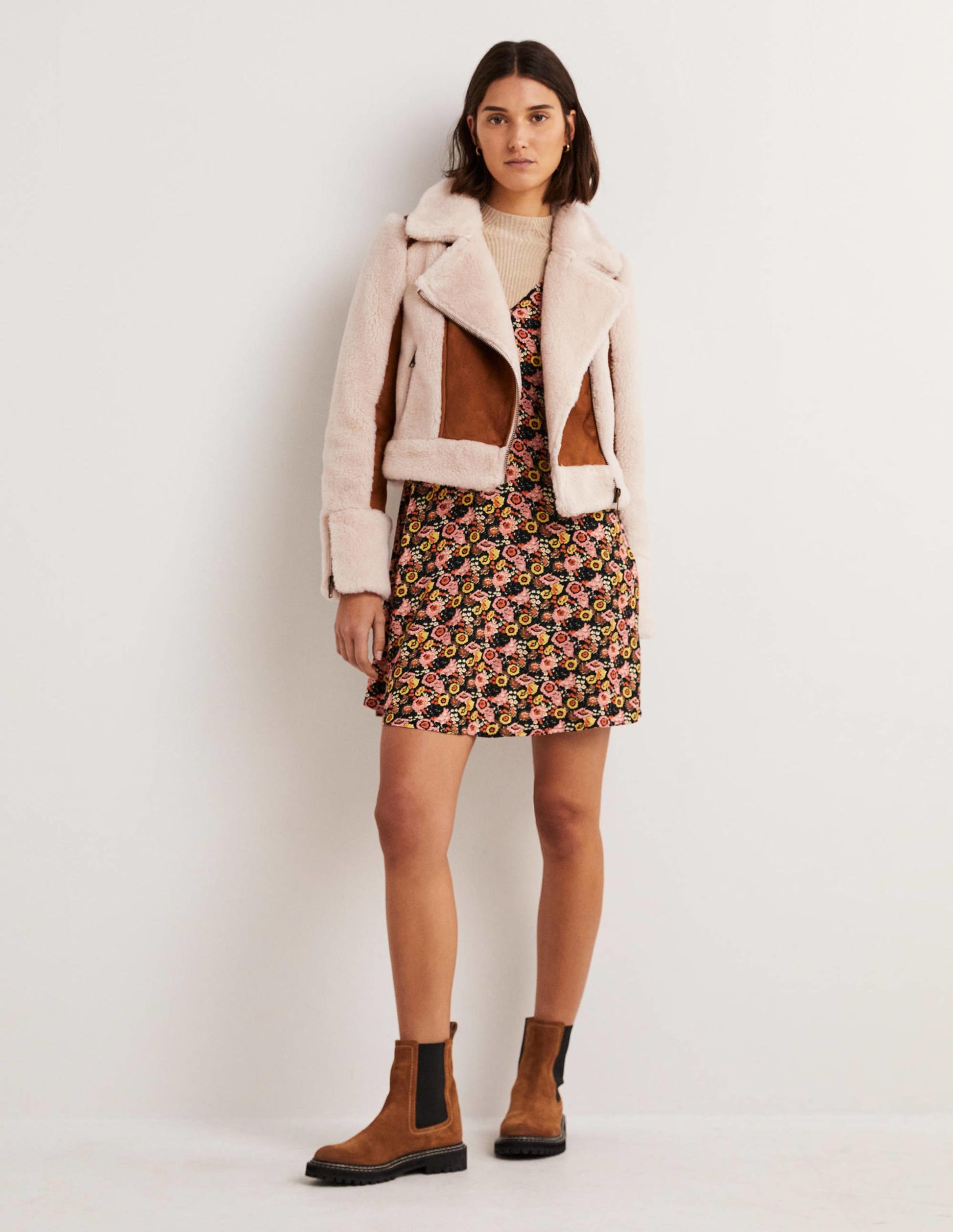 Faux Shearling Biker Jacket-Hazel Shearling-5