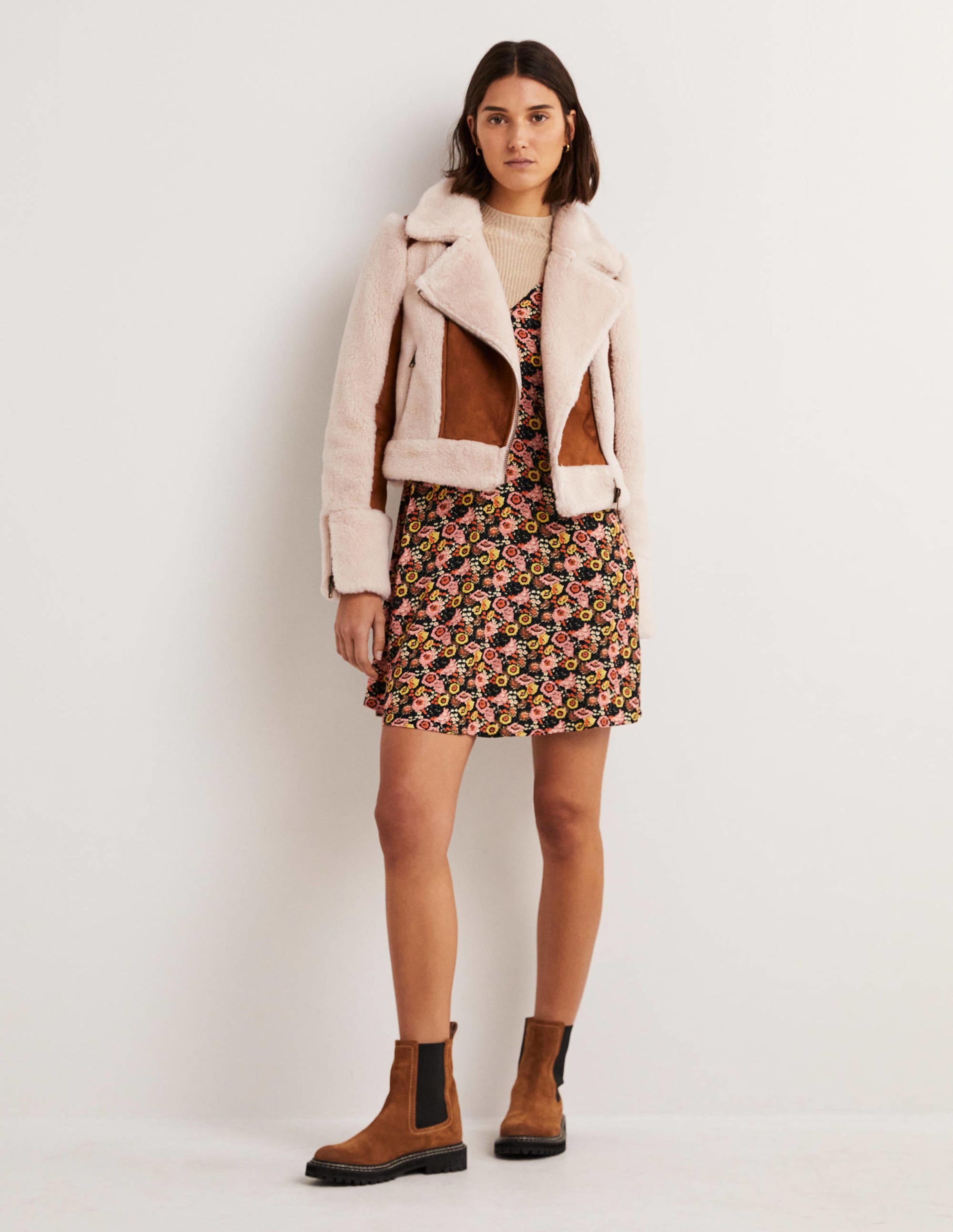 Faux Shearling Biker Jacket-Hazel Shearling - Image 5
