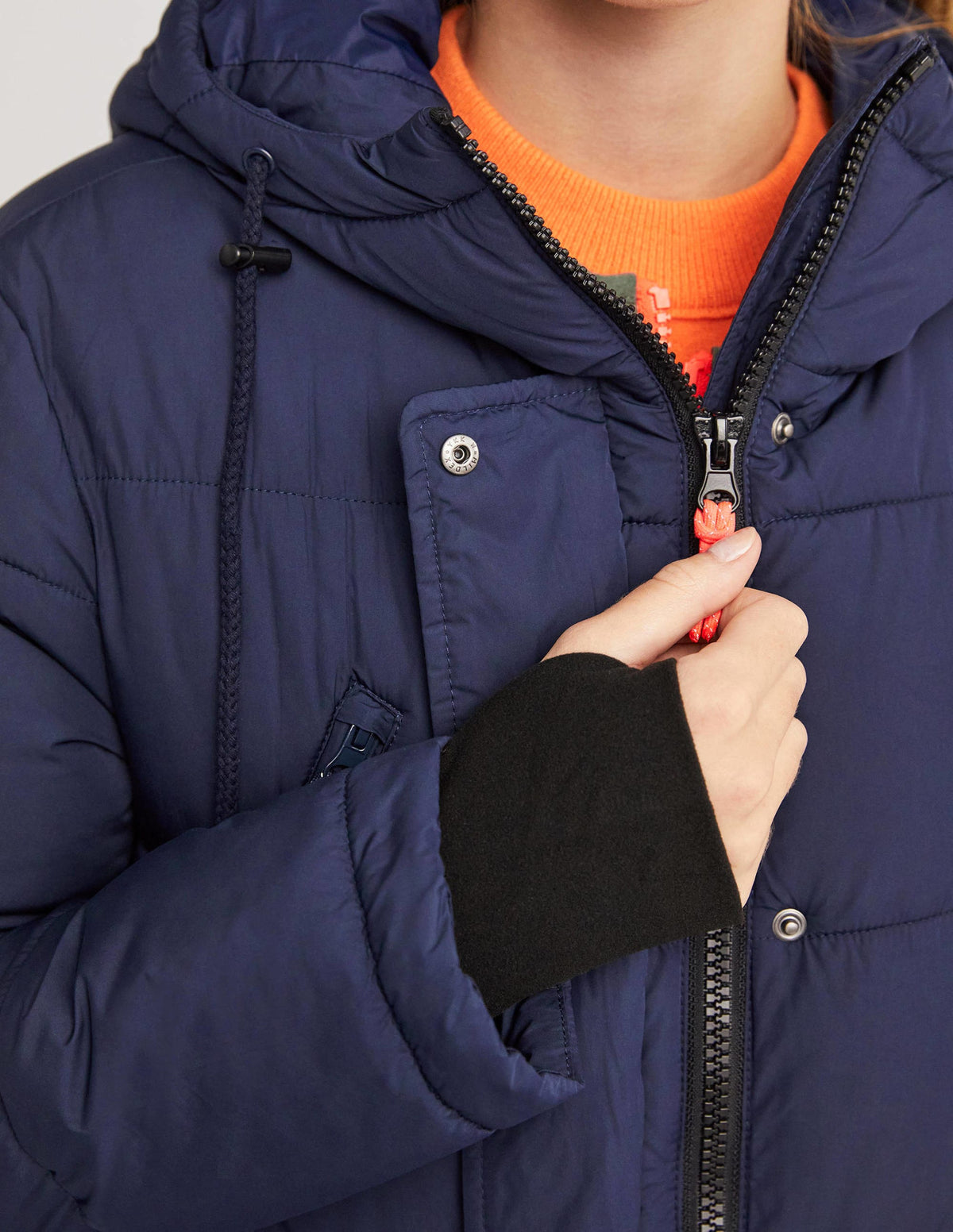 Longline Hooded Puffer Coat-Navy-2