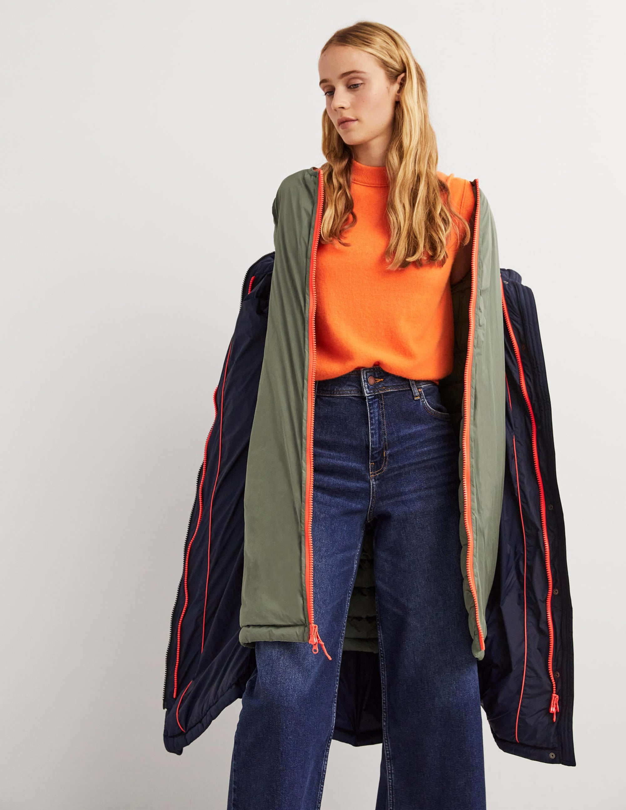 Longline Hooded Puffer Coat-Navy - Image 6
