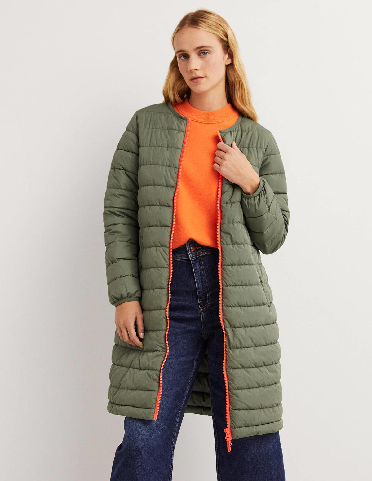Longline Hooded Puffer Coat-Navy-7