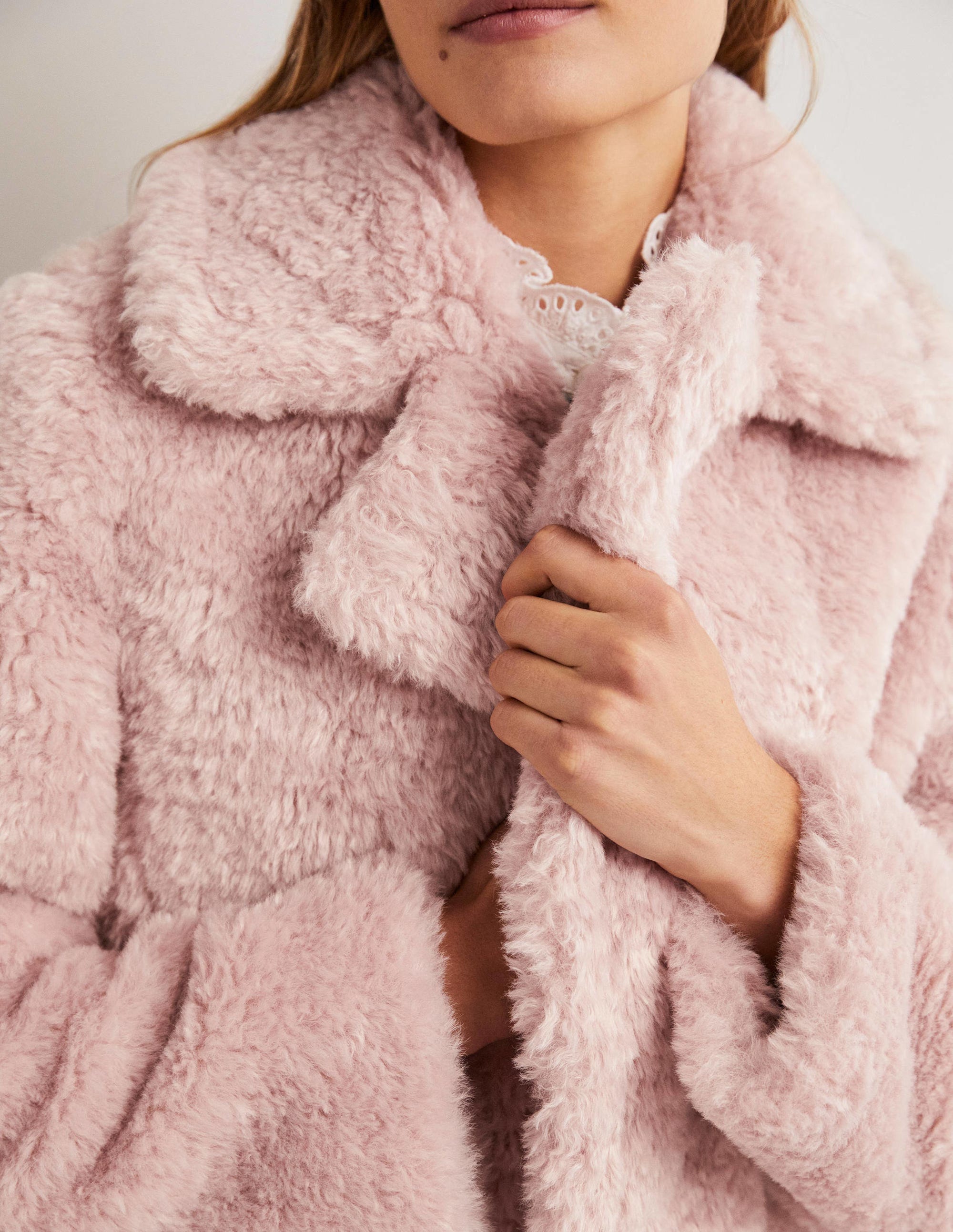 Faux Fur Jacket-Pale Pink - Image 2