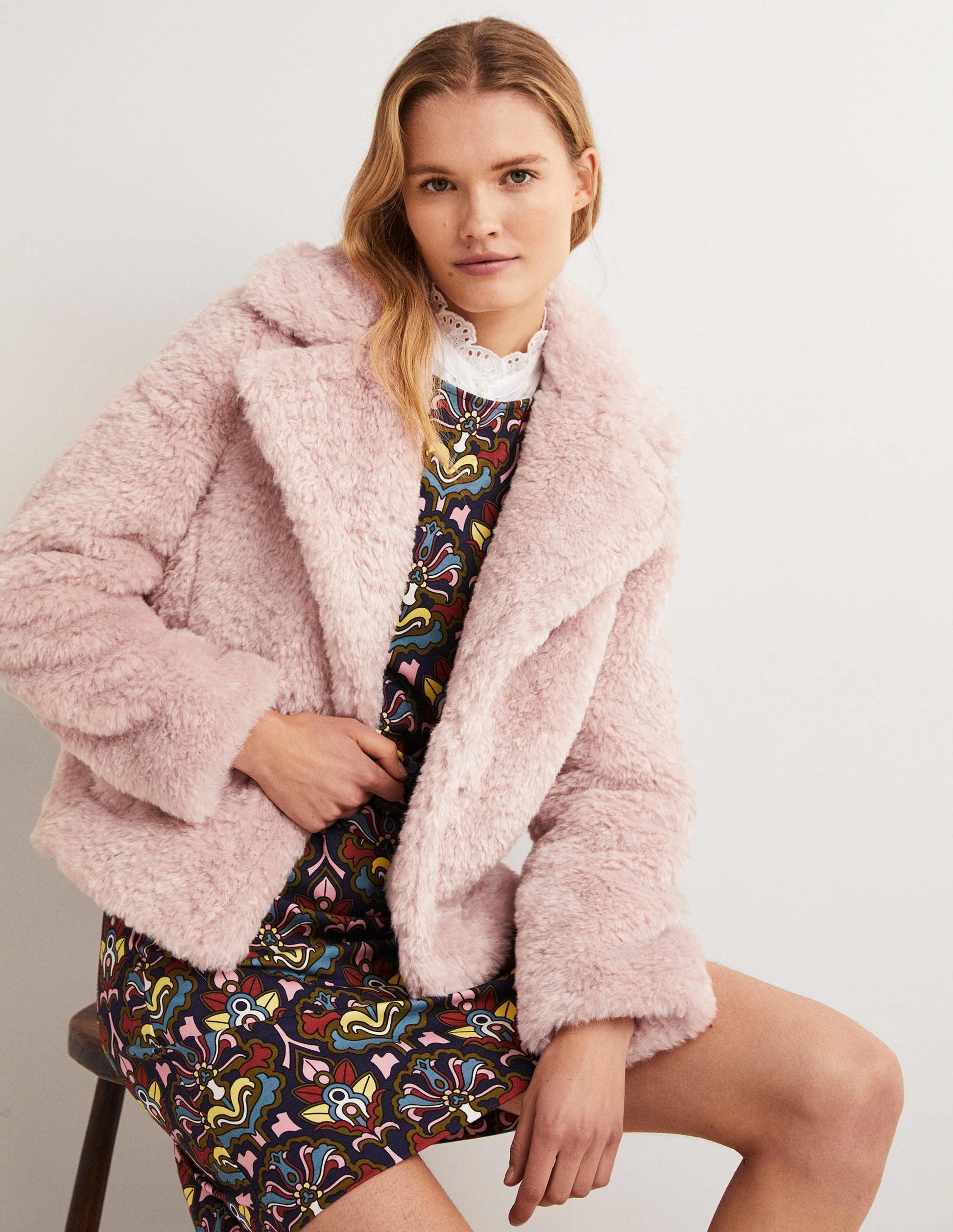 Faux Fur Jacket-Pale Pink-4