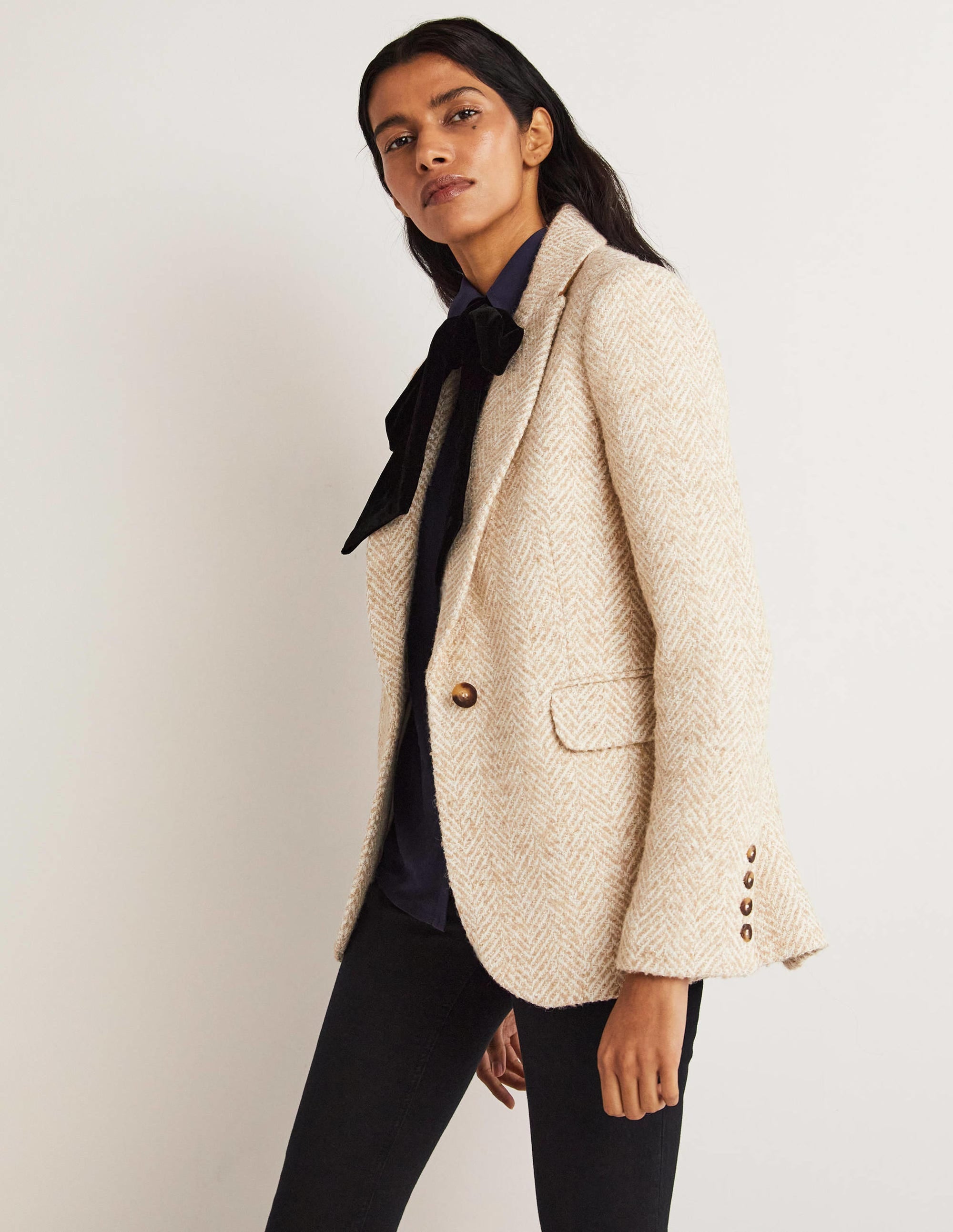 Herringbone Party Blazer-Gold Metallic Herringbone - Image 1