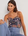 Silk Cami Top-French Navy, Passion Flower