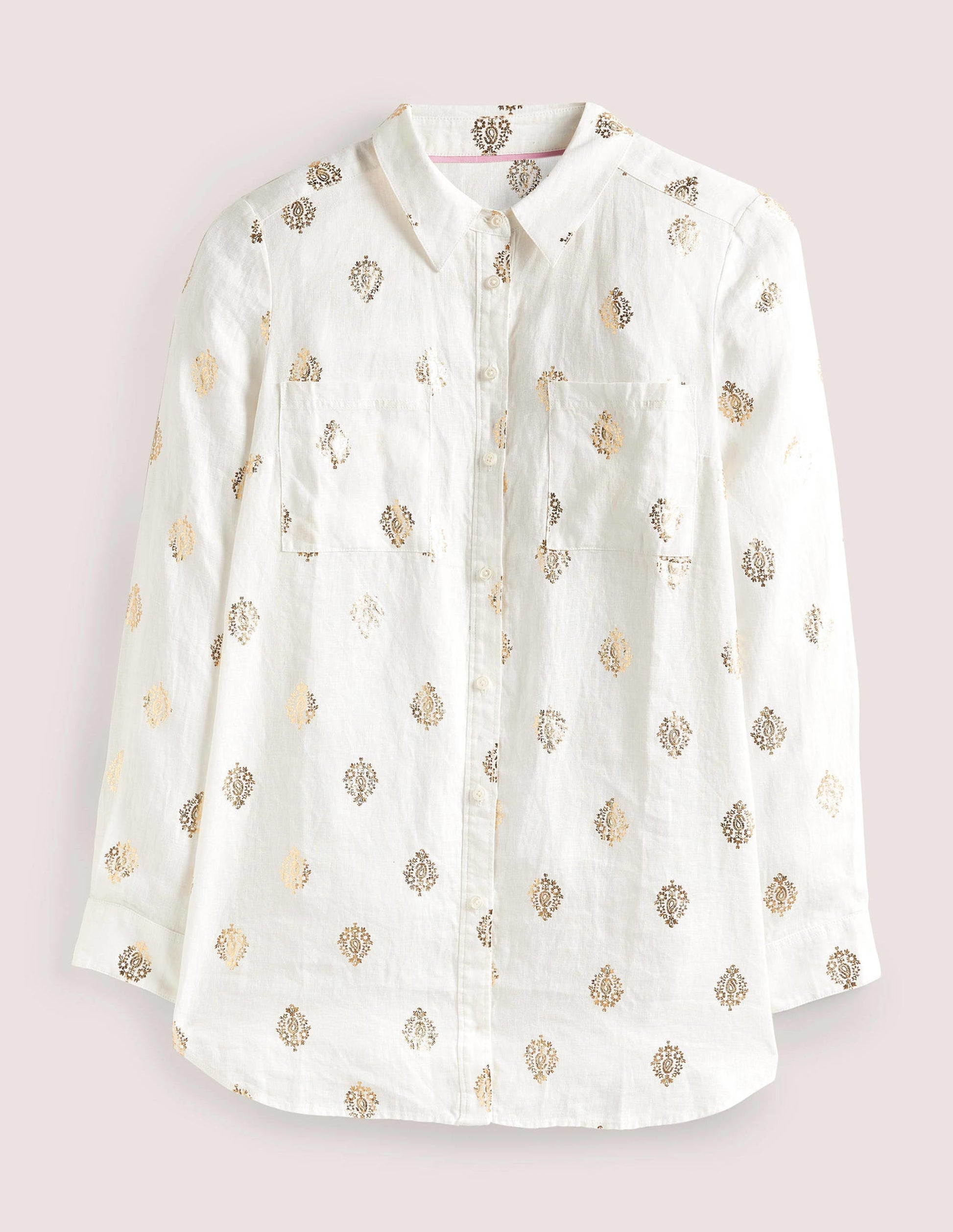 Linen Shirt-Ivory, Opulent Paisley-5