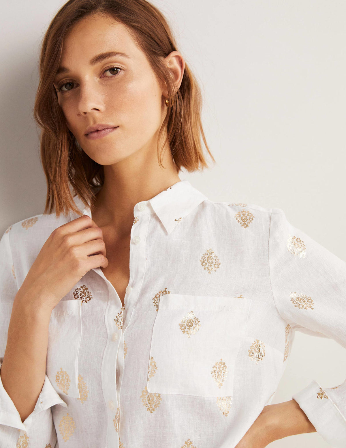 Linen Shirt-Ivory, Opulent Paisley - Image 2
