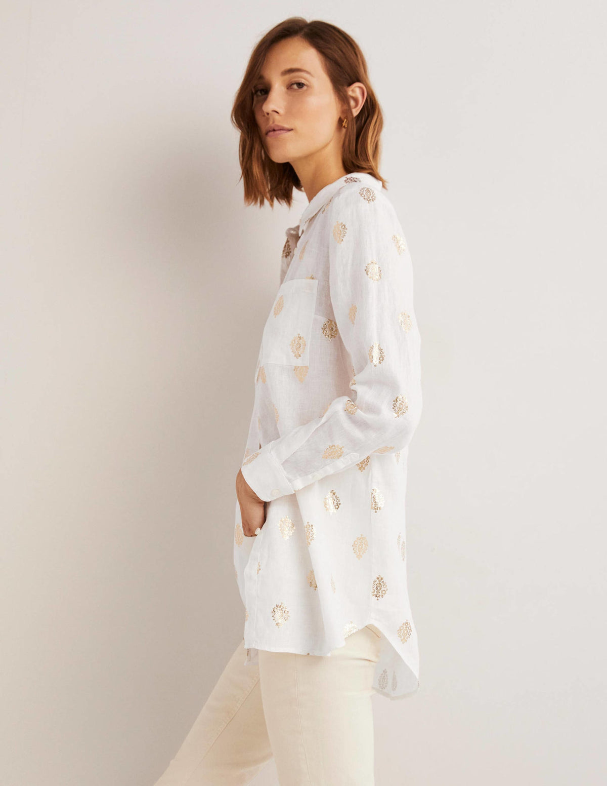 Linen Shirt-Ivory, Opulent Paisley-4