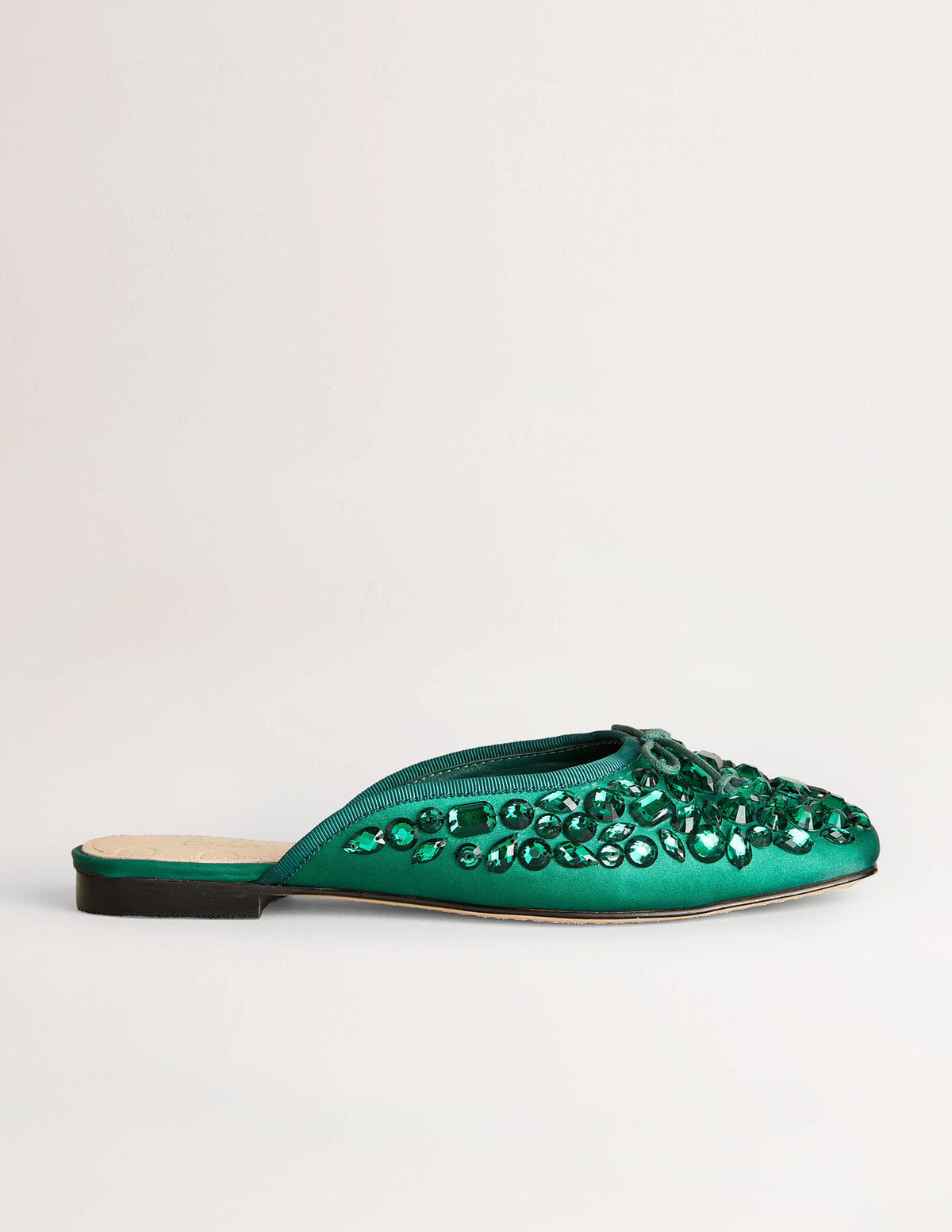Jewelled Flat Mules-Hunter Green - Image 1