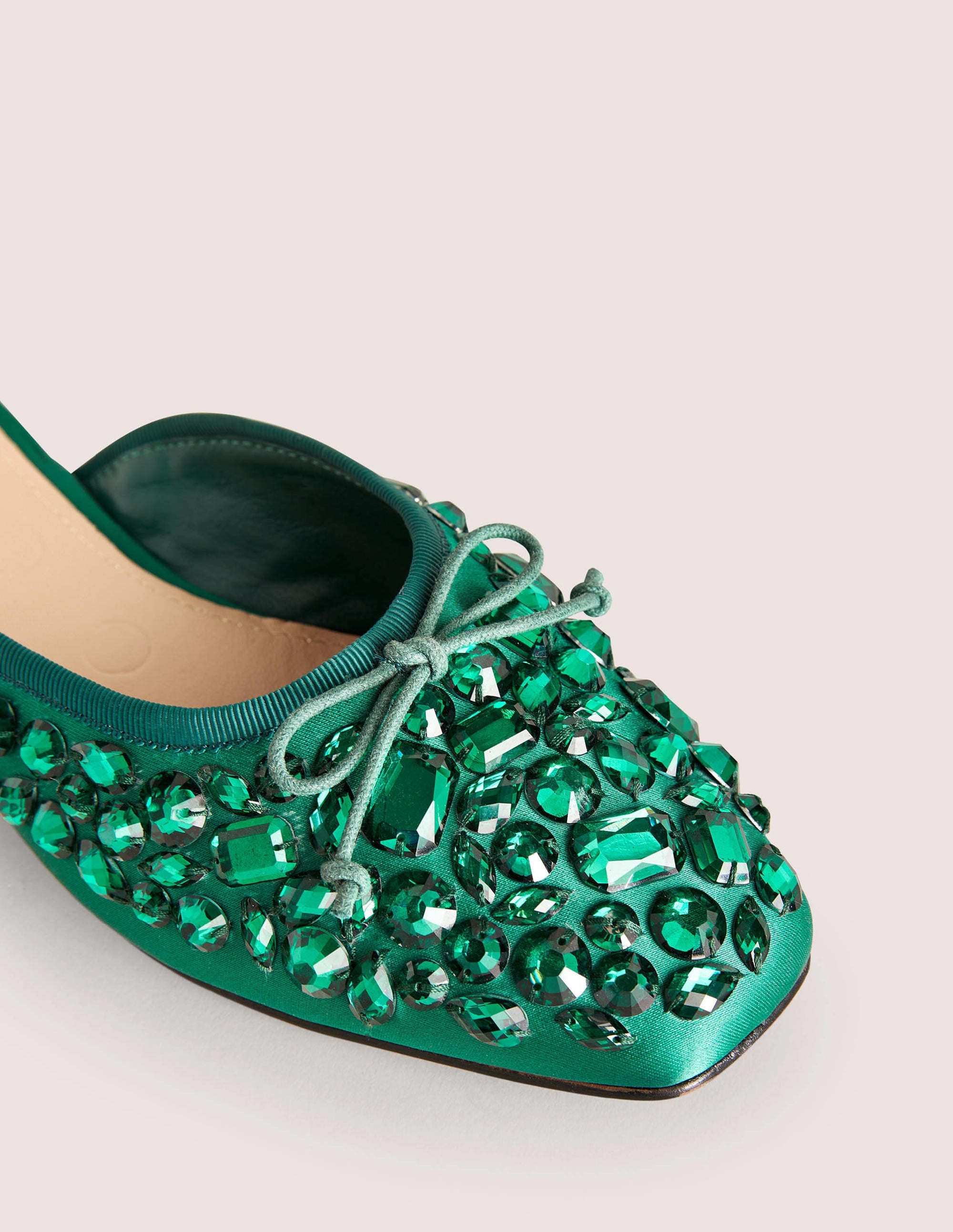 Jewelled Flat Mules-Hunter Green - Image 3