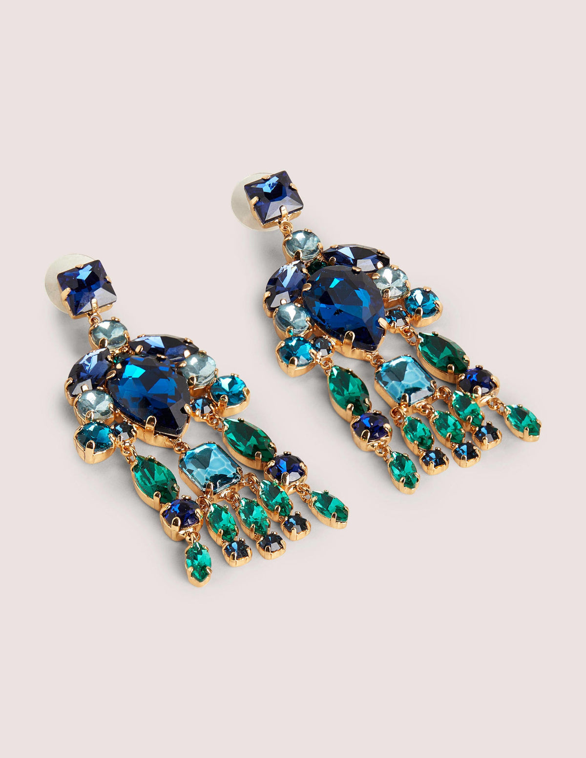 Jewel Chandelier Earrings-Blue/ Green - Image 2