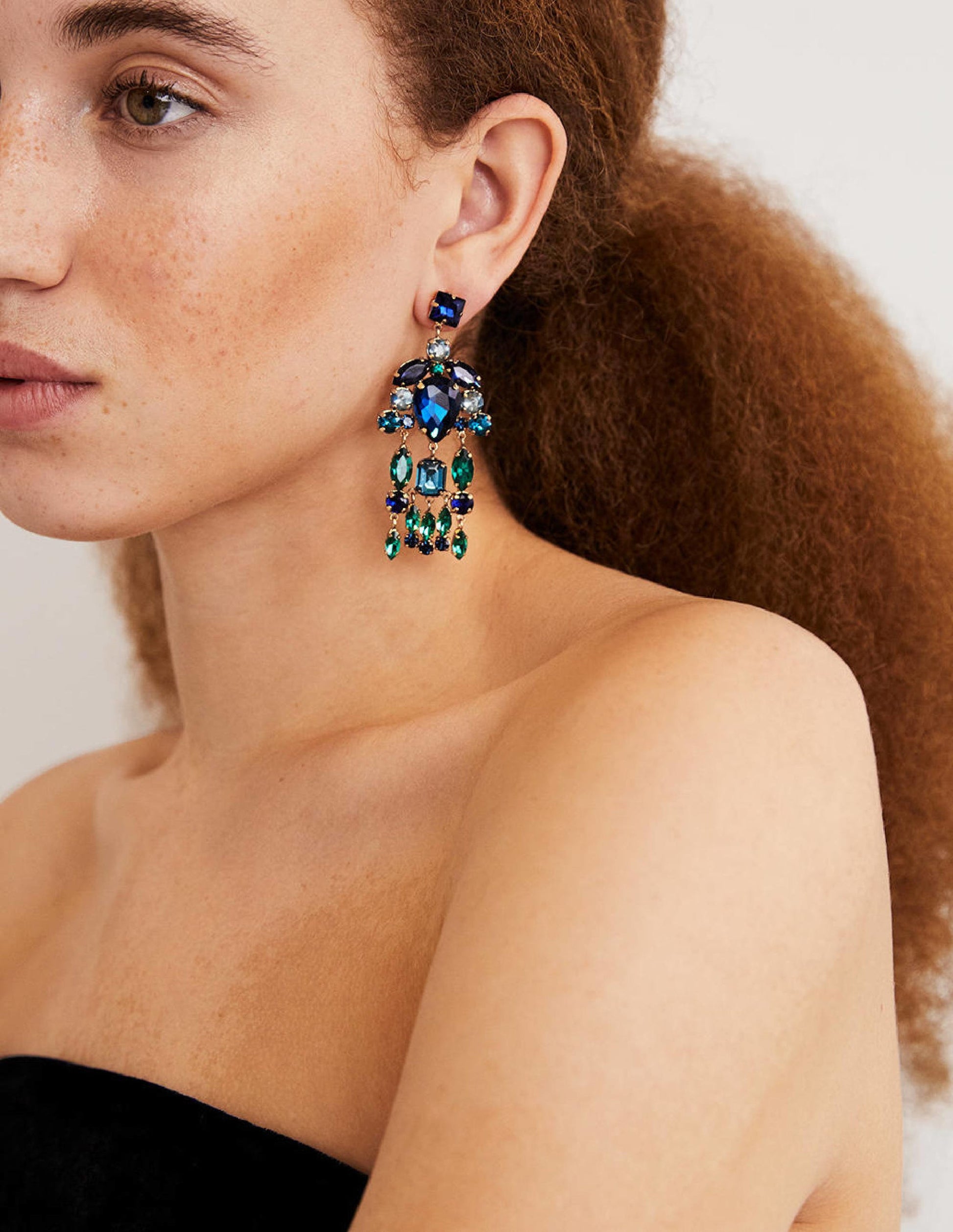 Jewel Chandelier Earrings-Blue/ Green-1
