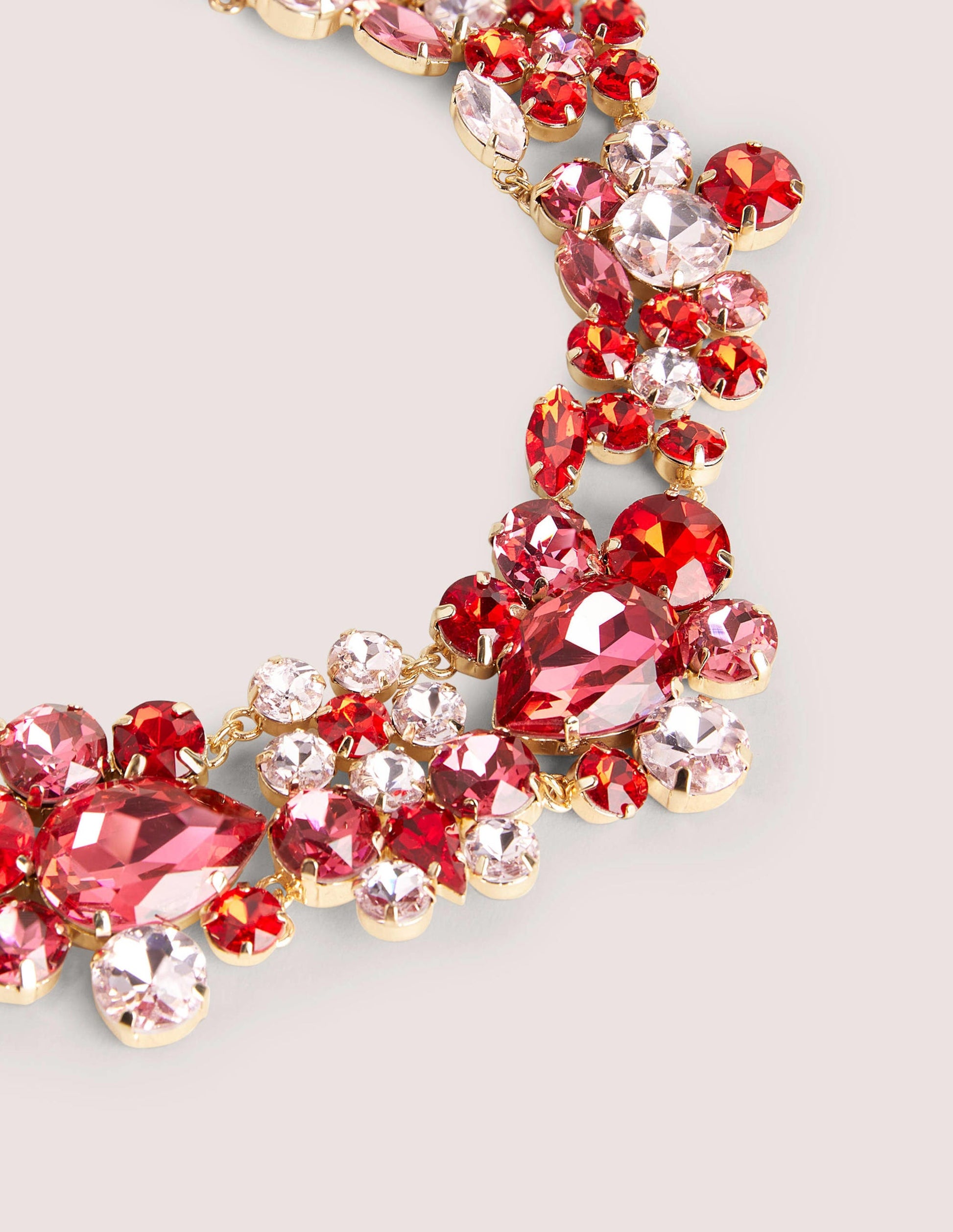 Jewel Cluster Necklace-Pink/ Red-2