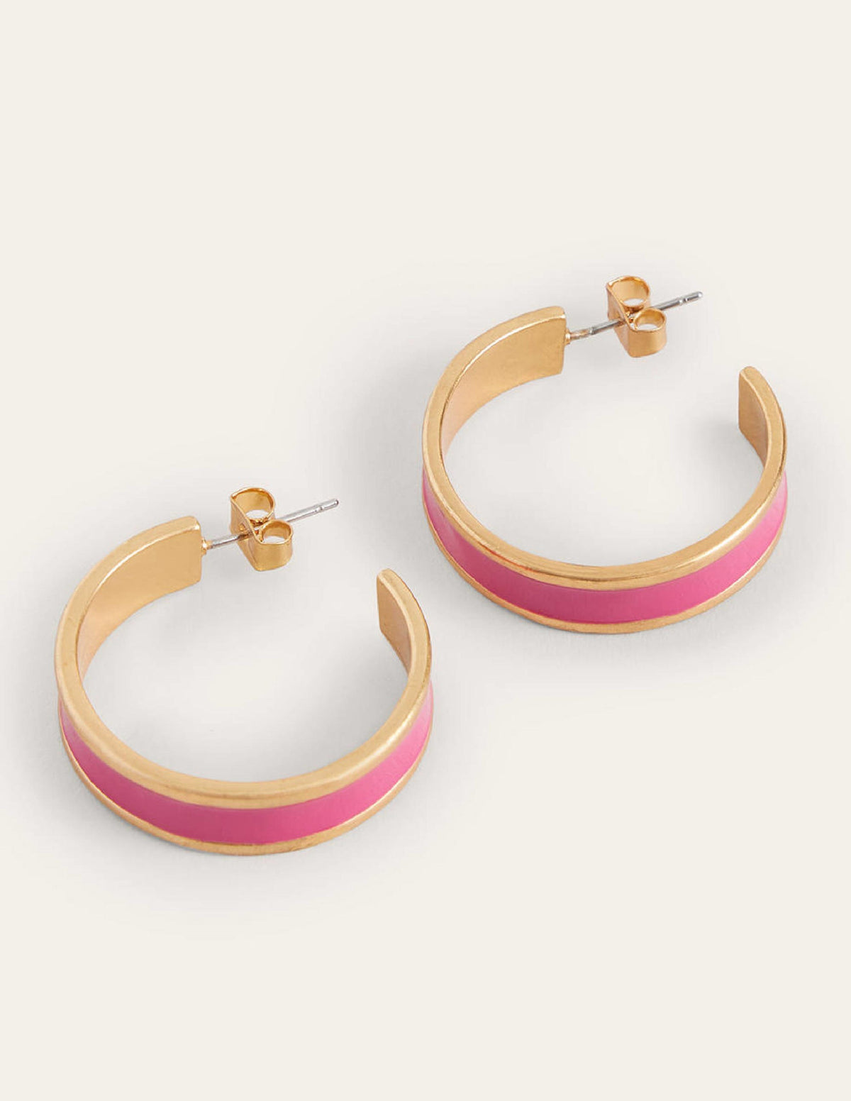 Enamel Hoop Earrings-Party Pink - Image 1