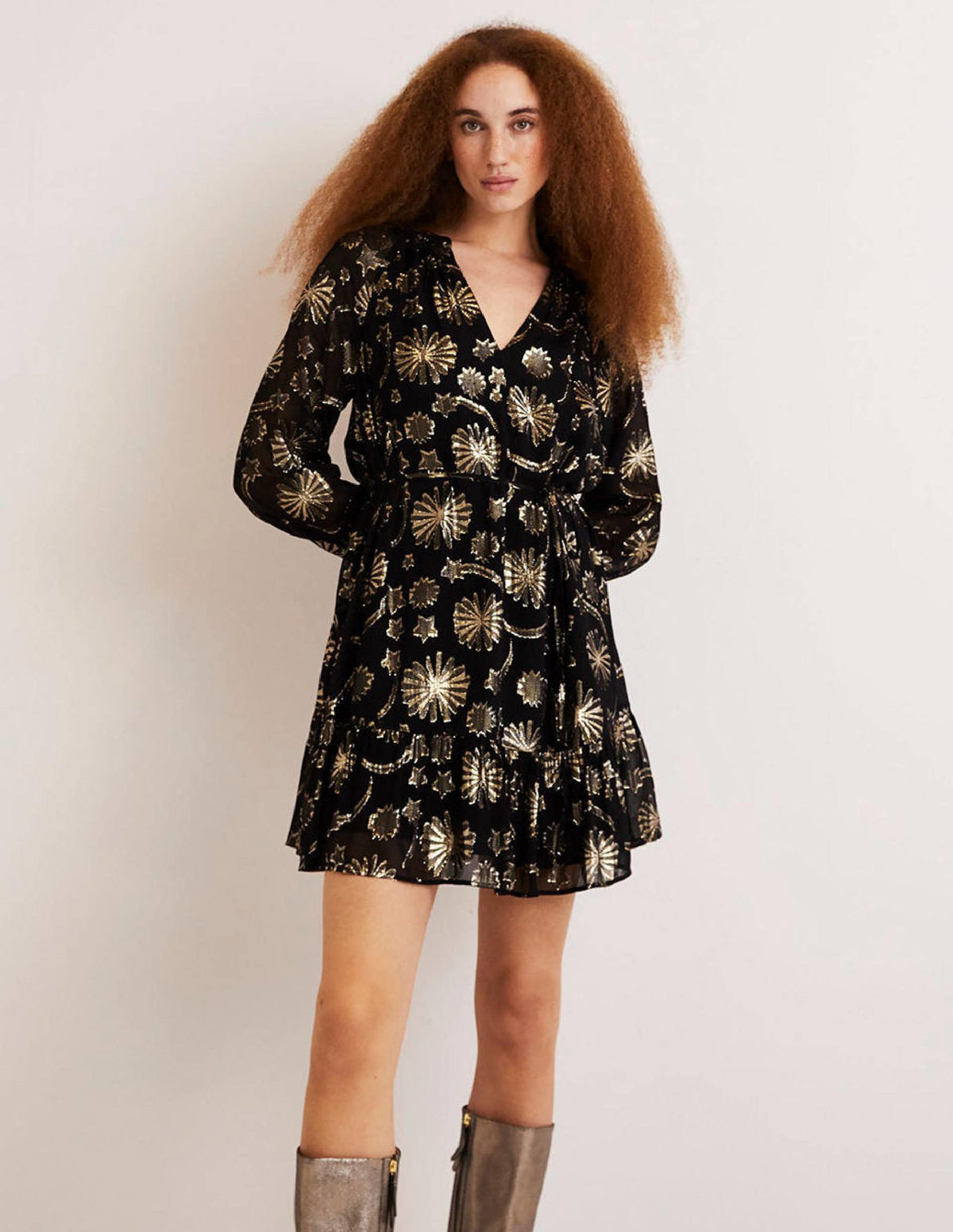 Swing Mini Party Dress-Firework Jacquard-1