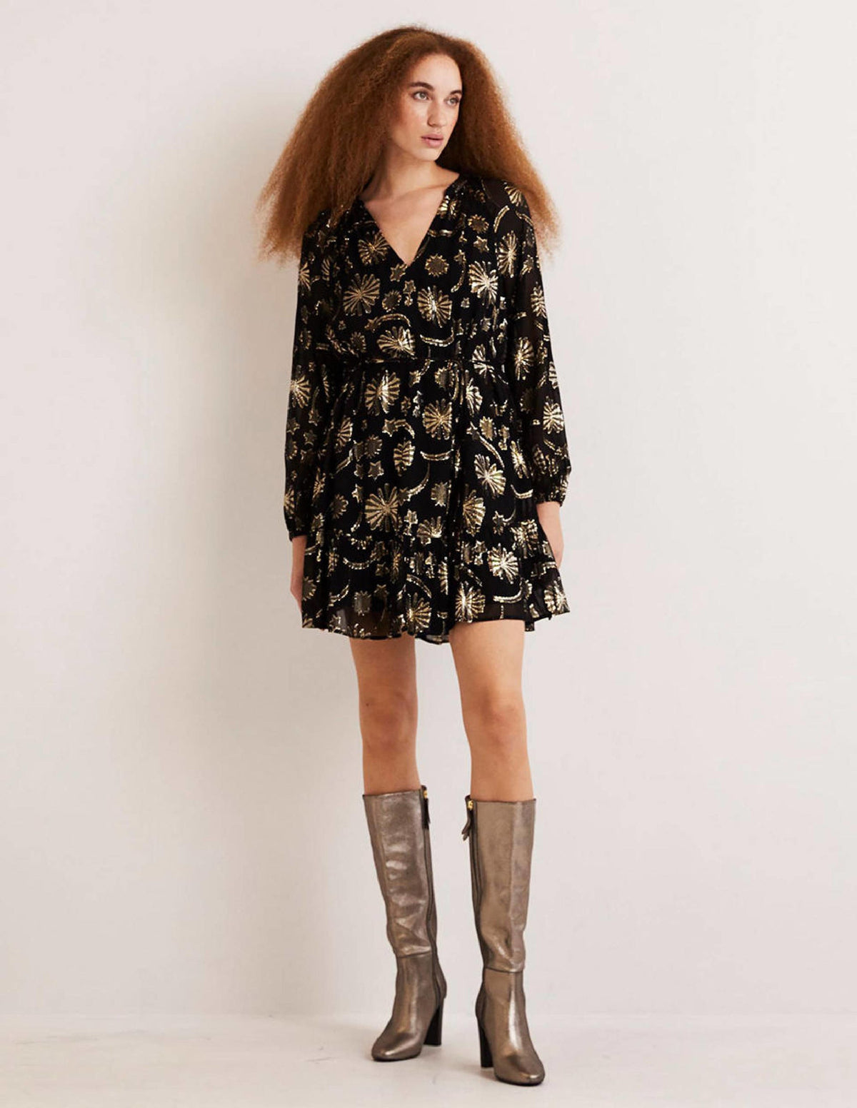 Swing Mini Party Dress-Firework Jacquard-4
