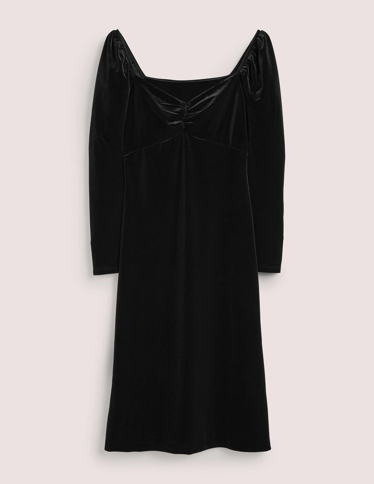Black Velvet Sweetheart Midi Dress-Black-5