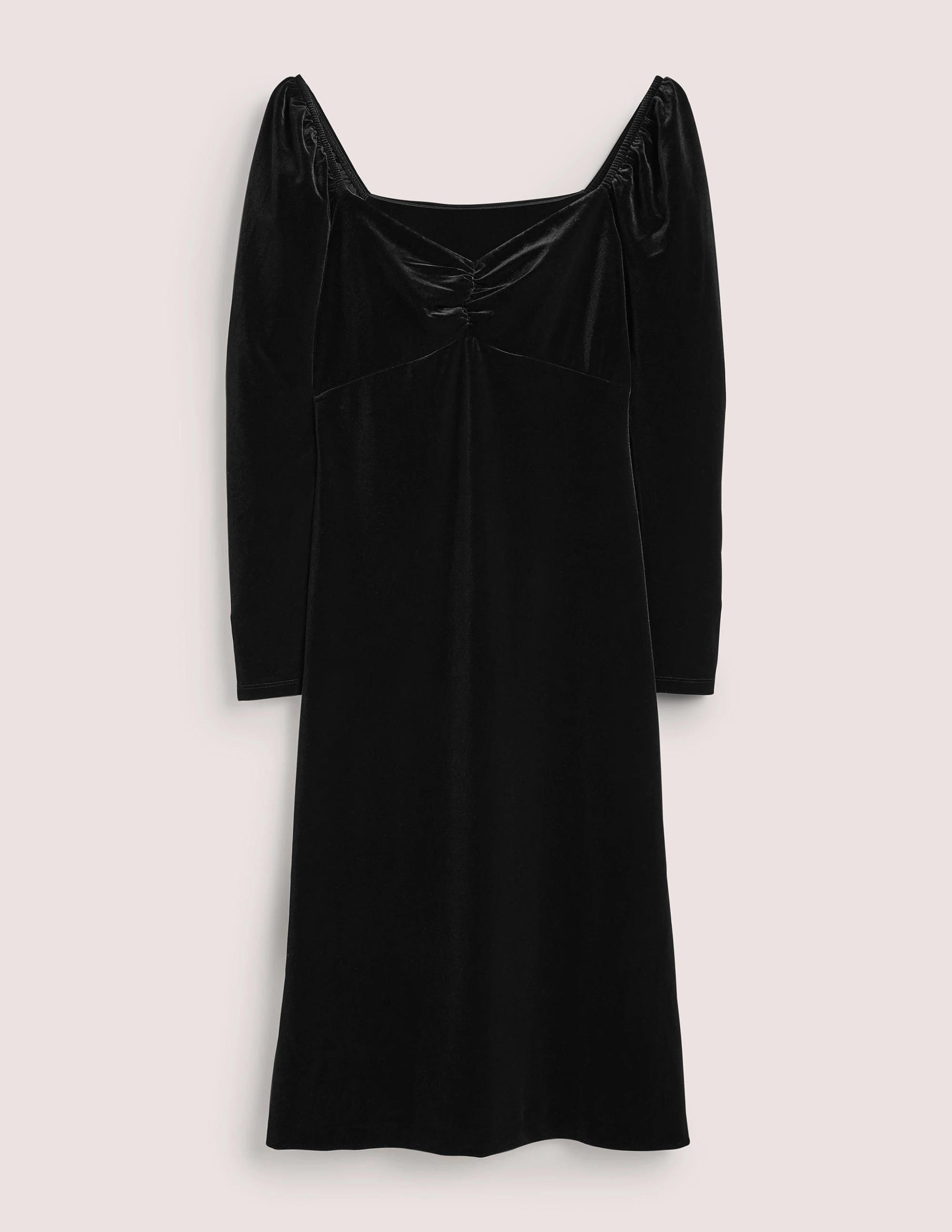 Black Velvet Sweetheart Midi Dress-Black - Image 5