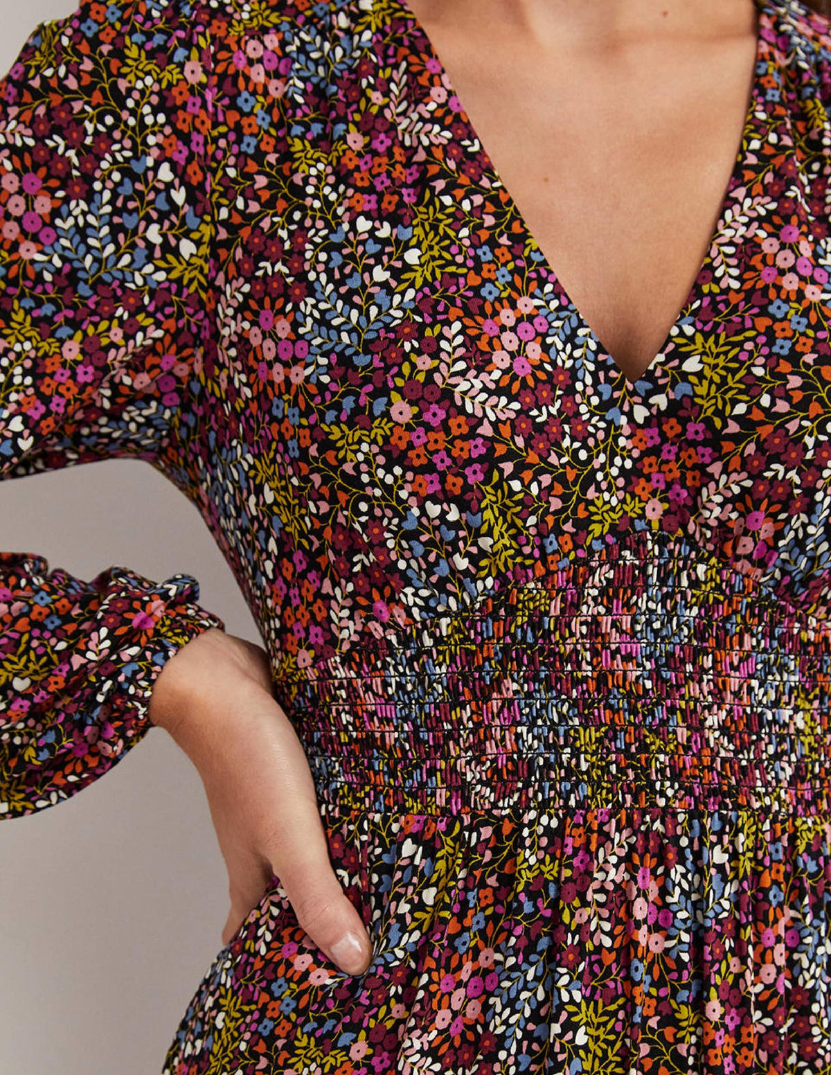 Tiered Jersey Mini Dress-Multi, Ditsy Garden-2