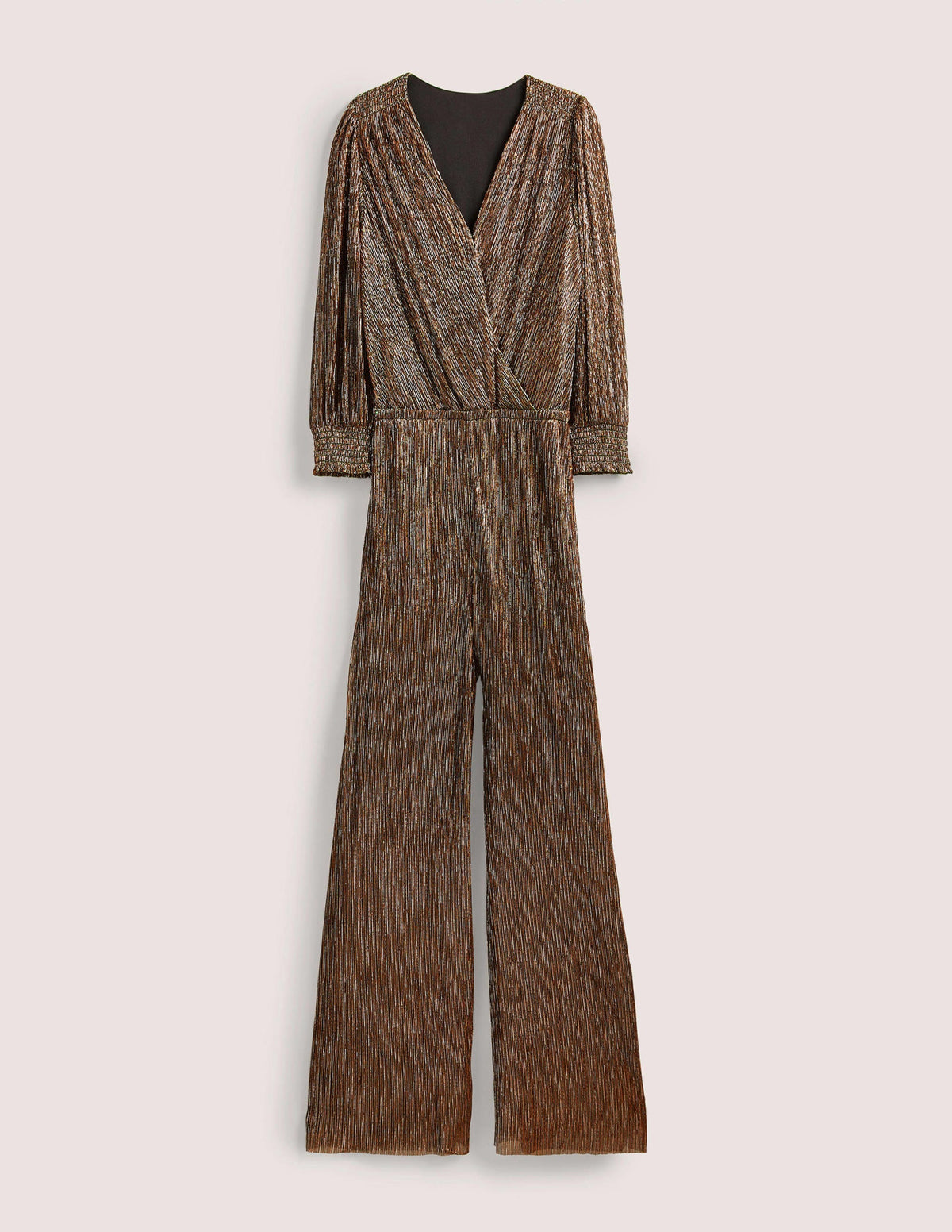 Plisse Palazzo Jumpsuit-Gold, Black Lurex - Image 8