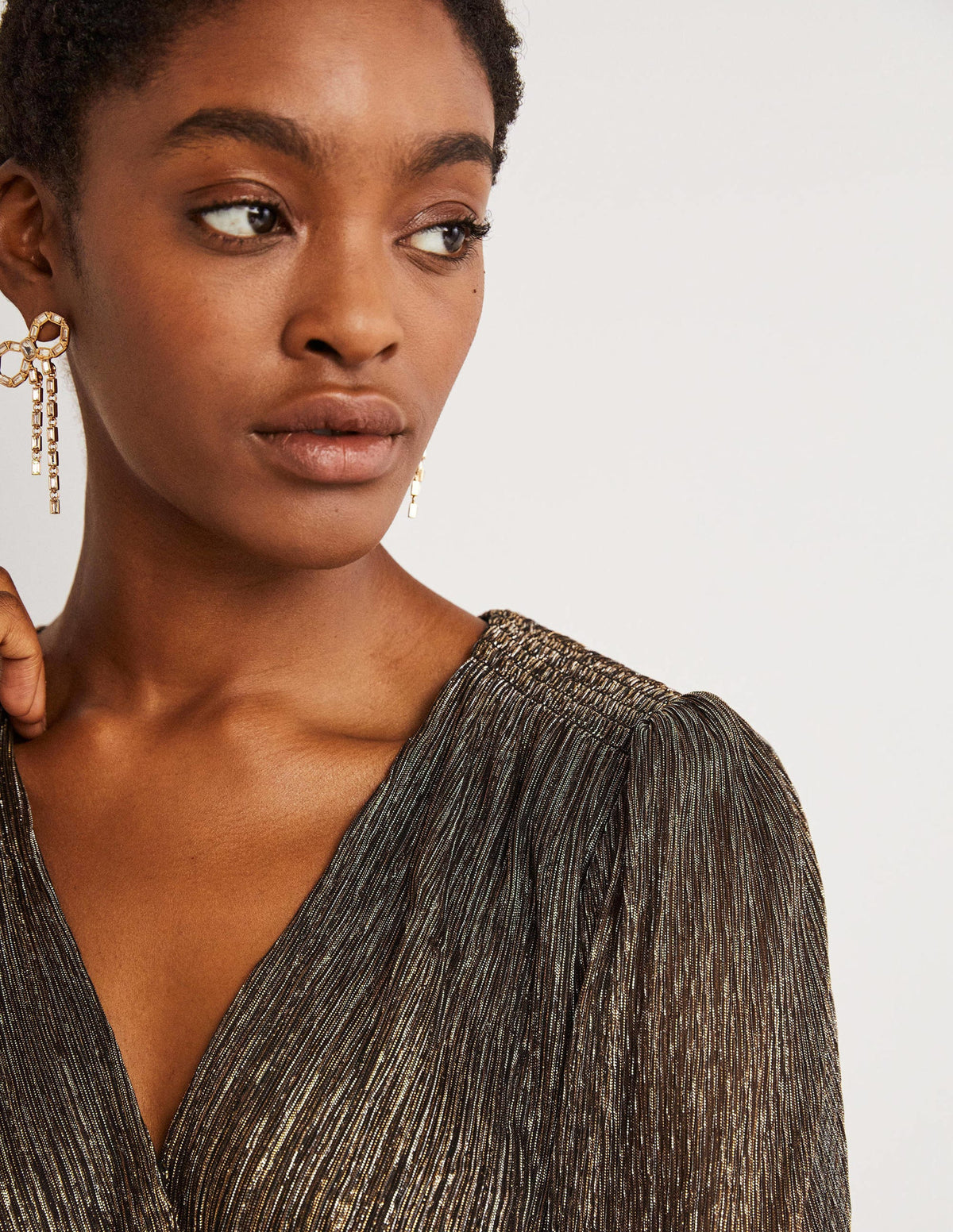 Plisse Palazzo Jumpsuit-Gold, Black Lurex-2